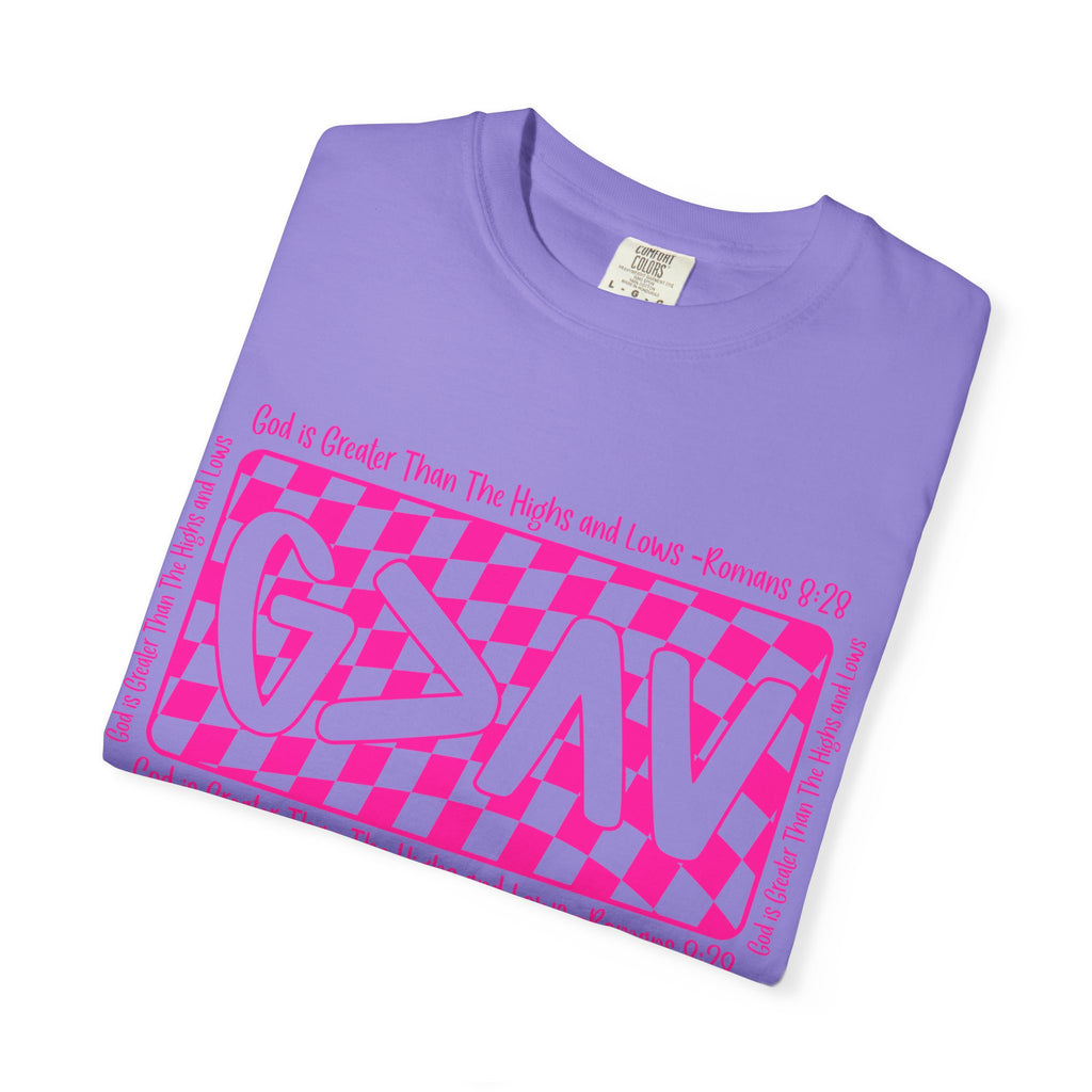 Good & Greater Checker Logo T-Shirt — Pink Graphic Tee