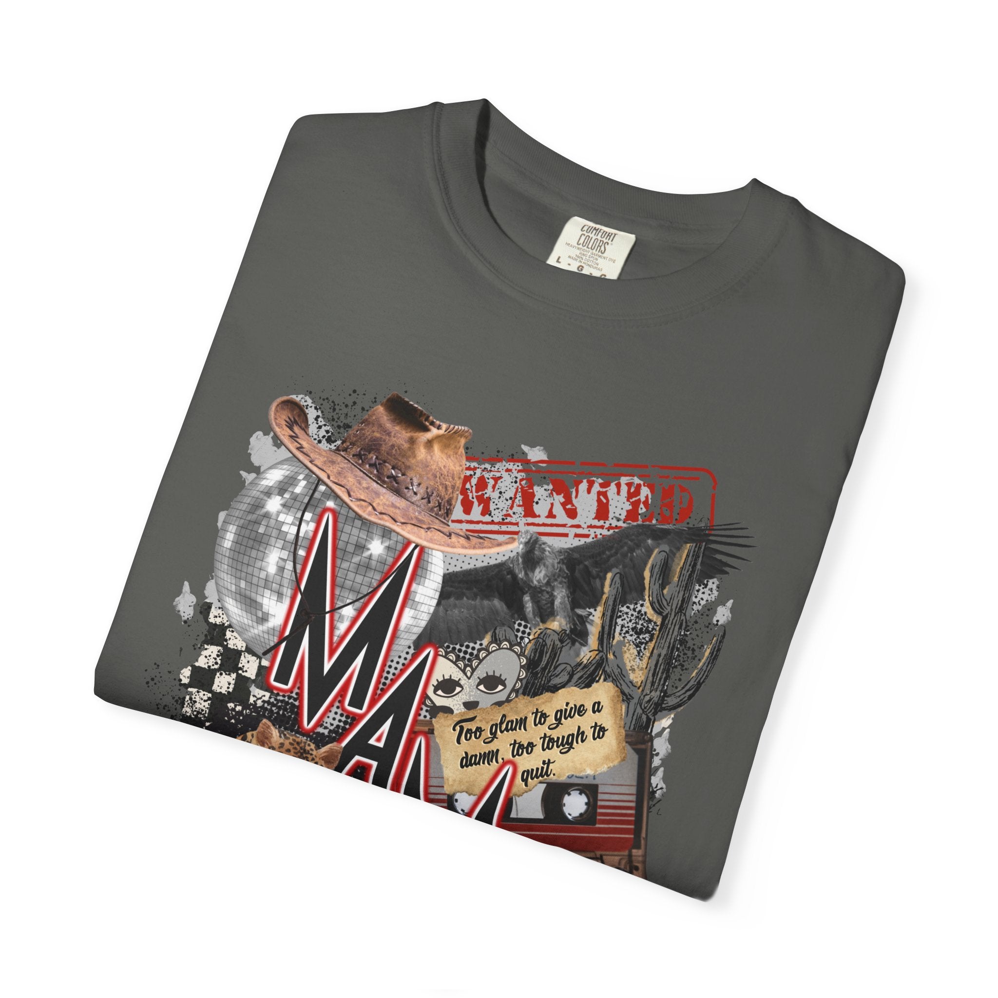 Mama Collage Graphic T-Shirt – Vintage Cowboy, Floral & Retro Icons