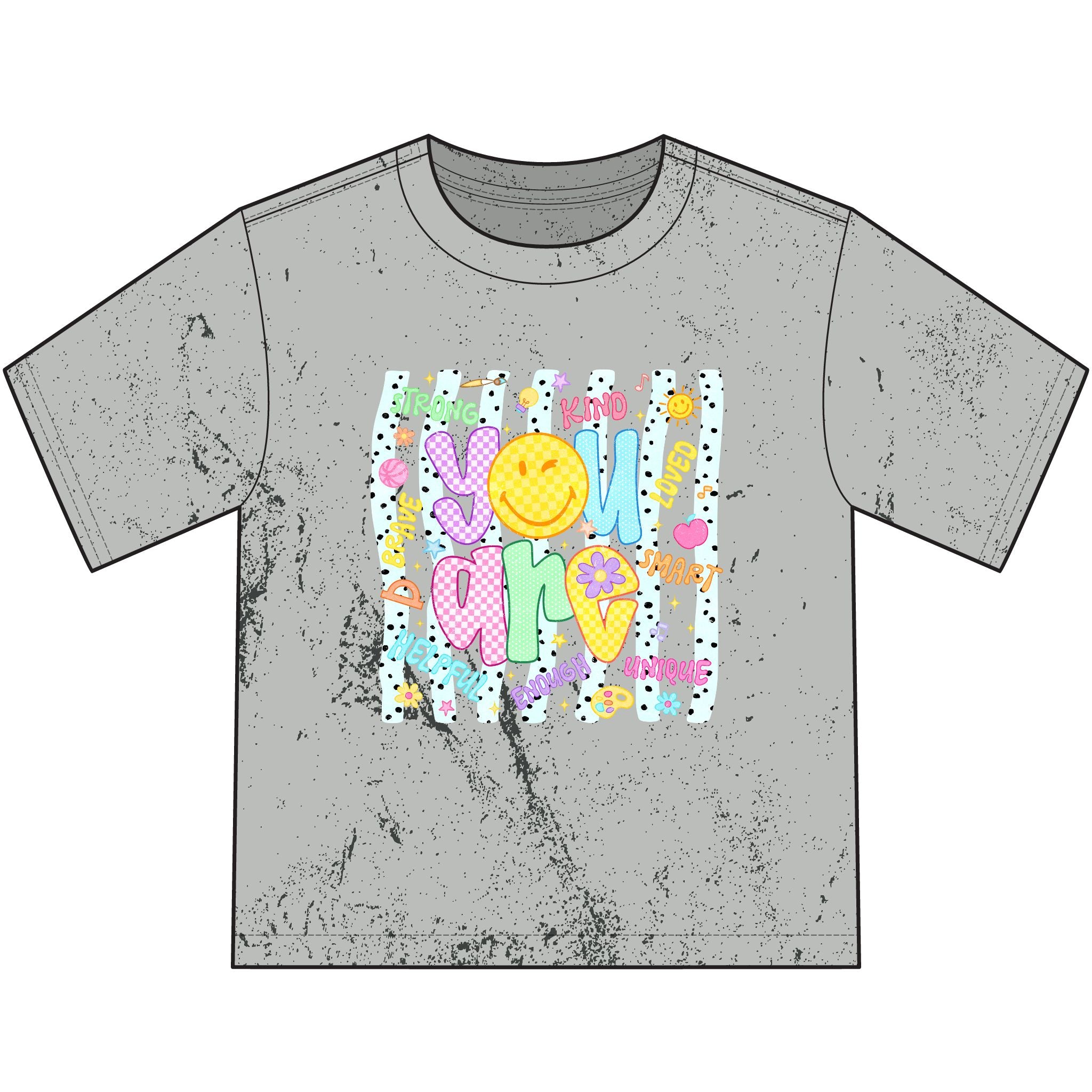 Youth T-Shirt "Be Kind" Color Blast Graphic Tee – Retro Smile & Flowers