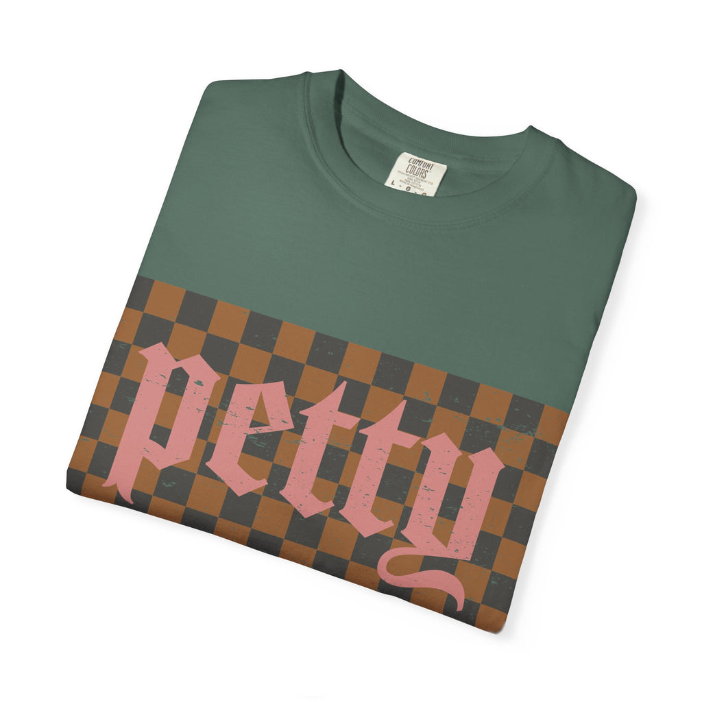 Pretty Checkerboard T-Shirt — Vintage Gothic Script Graphic Tee