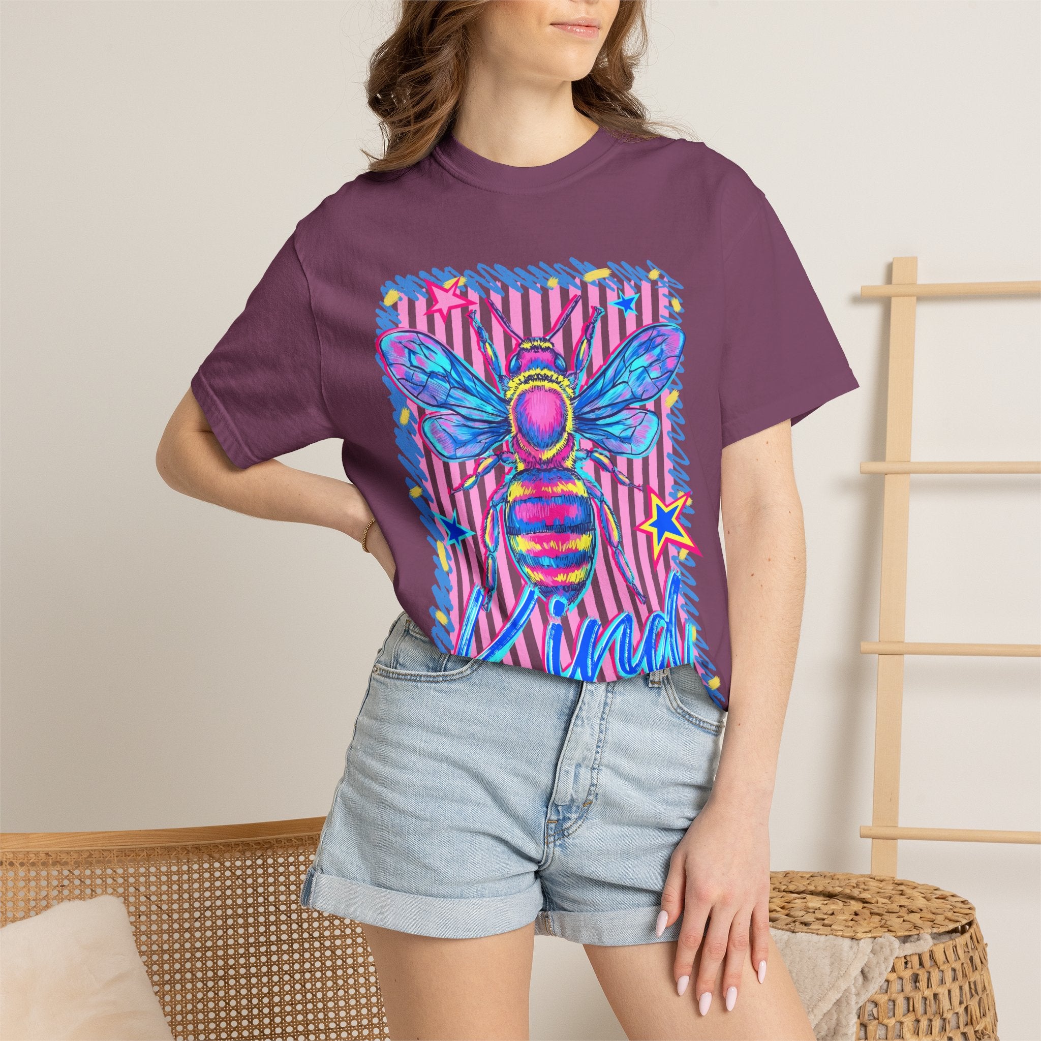 Kind Bee T-Shirt — Colorful Psychedelic Bee Graphic Tee