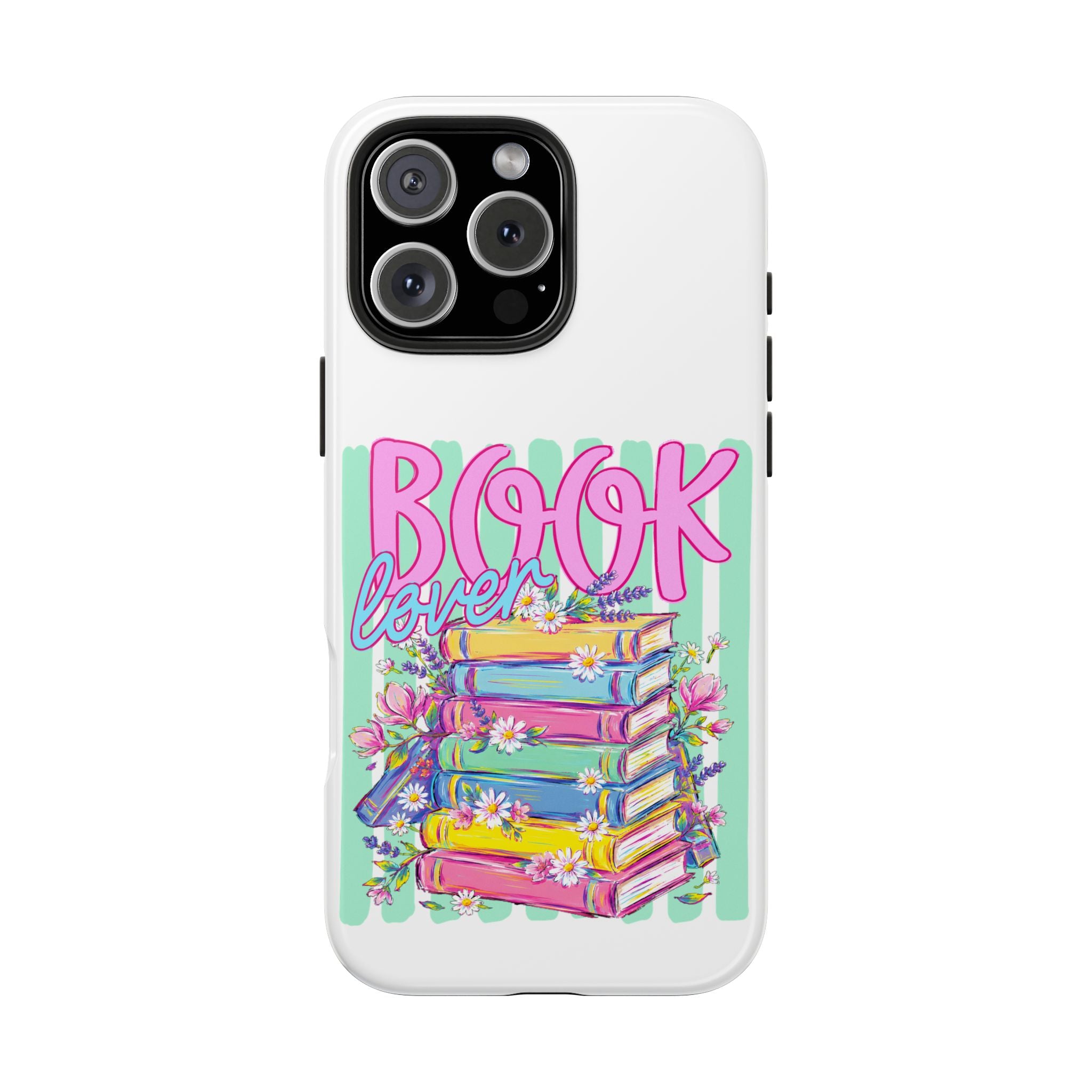 Book Lover Tough Phone Case — Colorful Stack of Books Floral Design