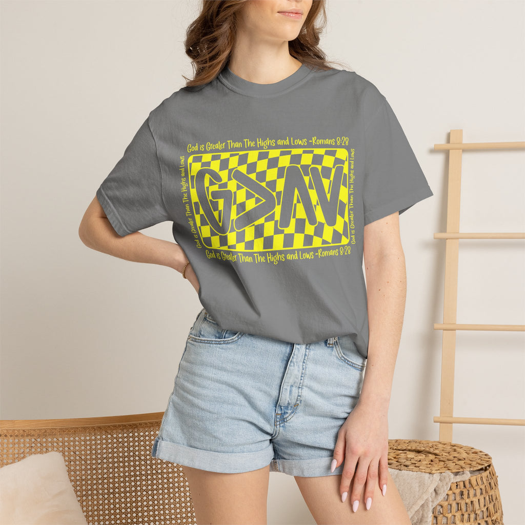 God Is Greater Than The Highs and Lows T-Shirt — Christian Faith Graphic Tee