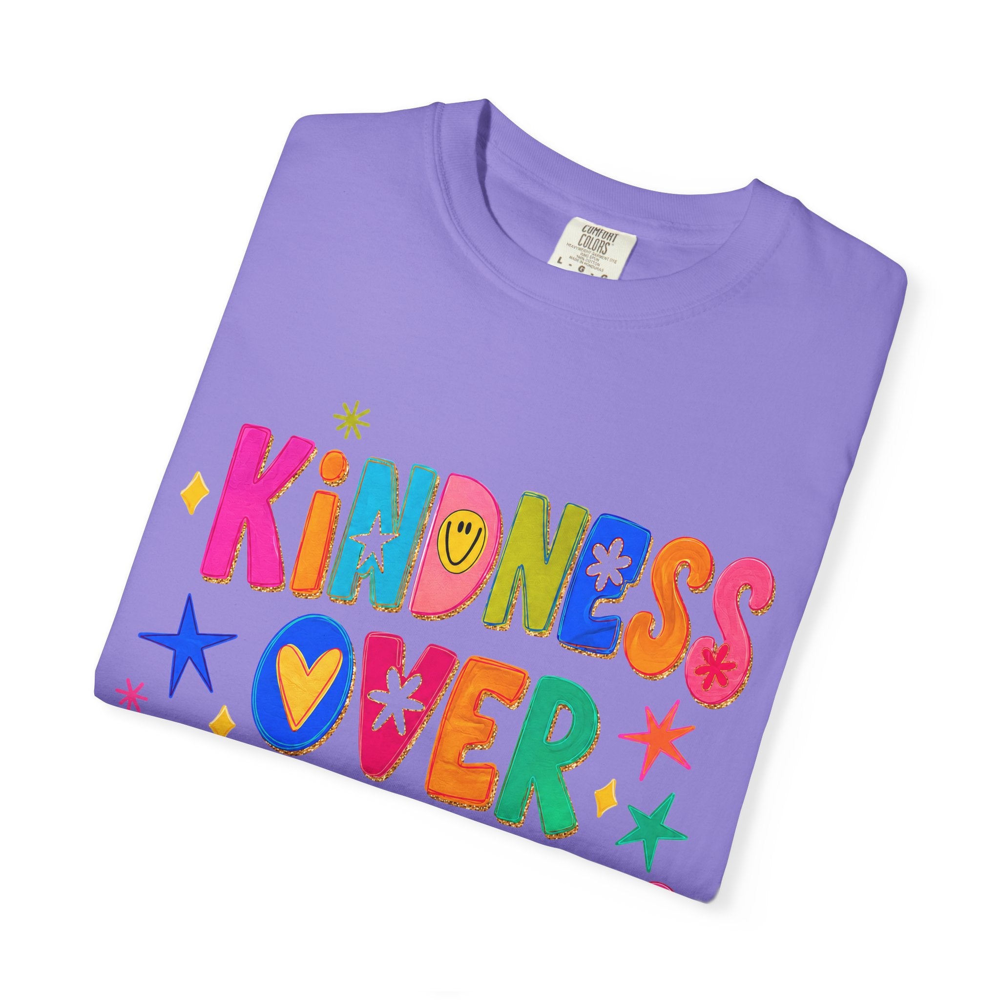 Kindness Over Coolness Graphic T-Shirt — Colorful Positive Message Tee
