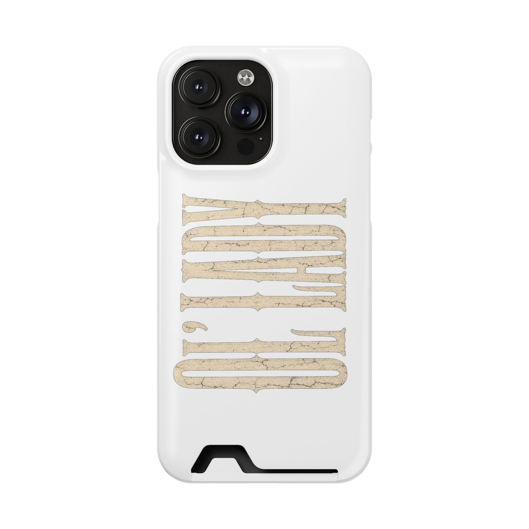 Card Holder Phone Case — Vintage Beige 'Old Soul' Typography