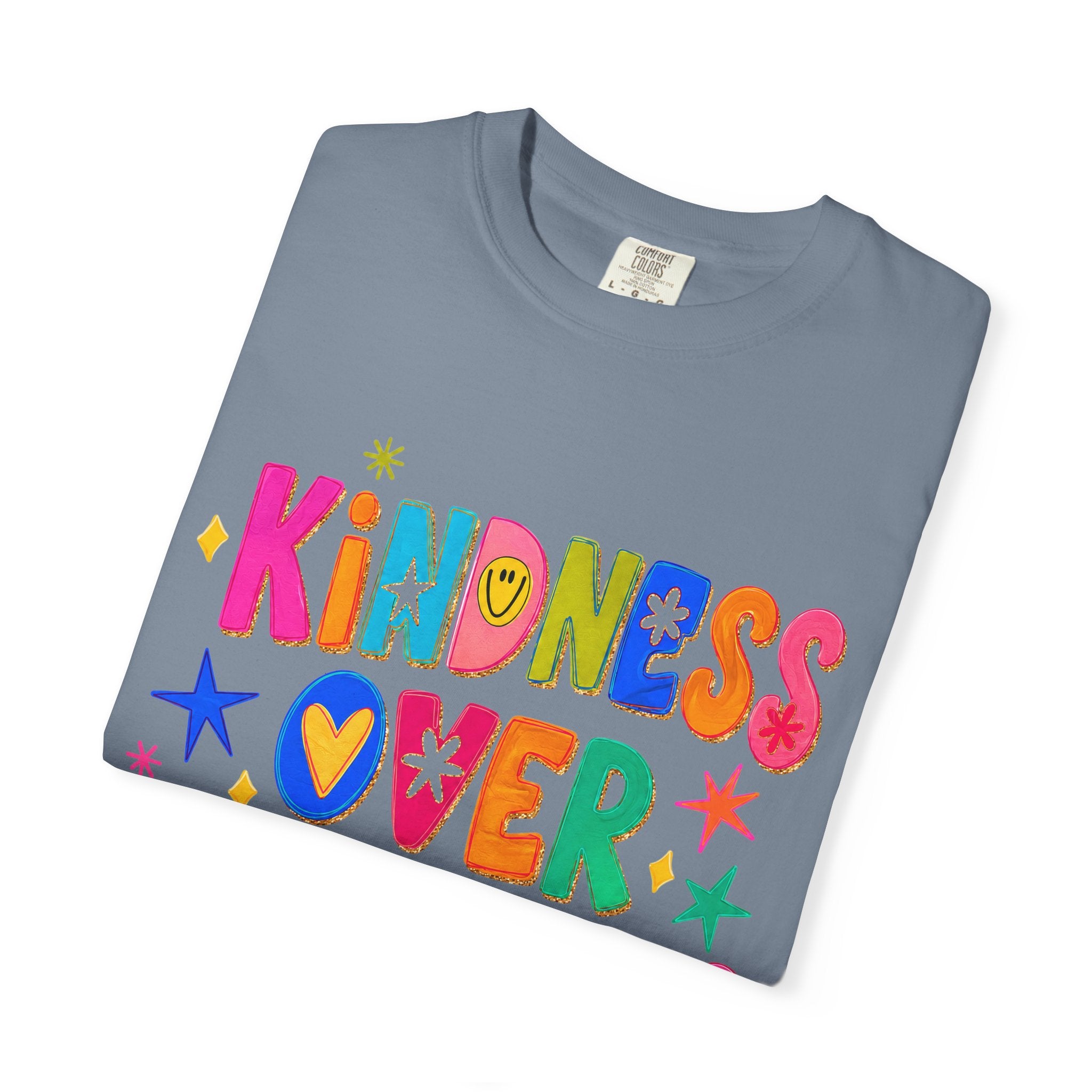 Kindness Over Coolness Graphic T-Shirt — Colorful Positive Message Tee