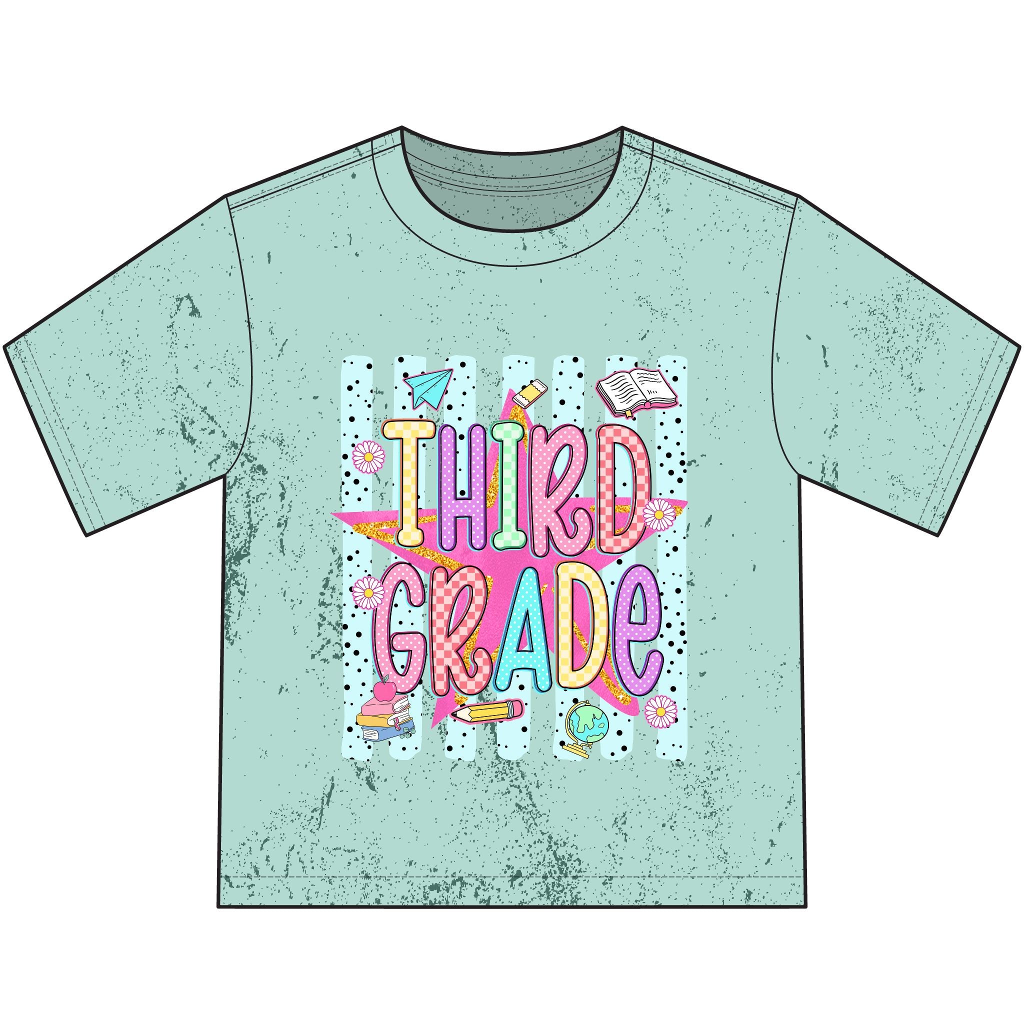 Third Grade Color Splash Youth T‑Shirt — Back-to-School Cute Classroom Tee