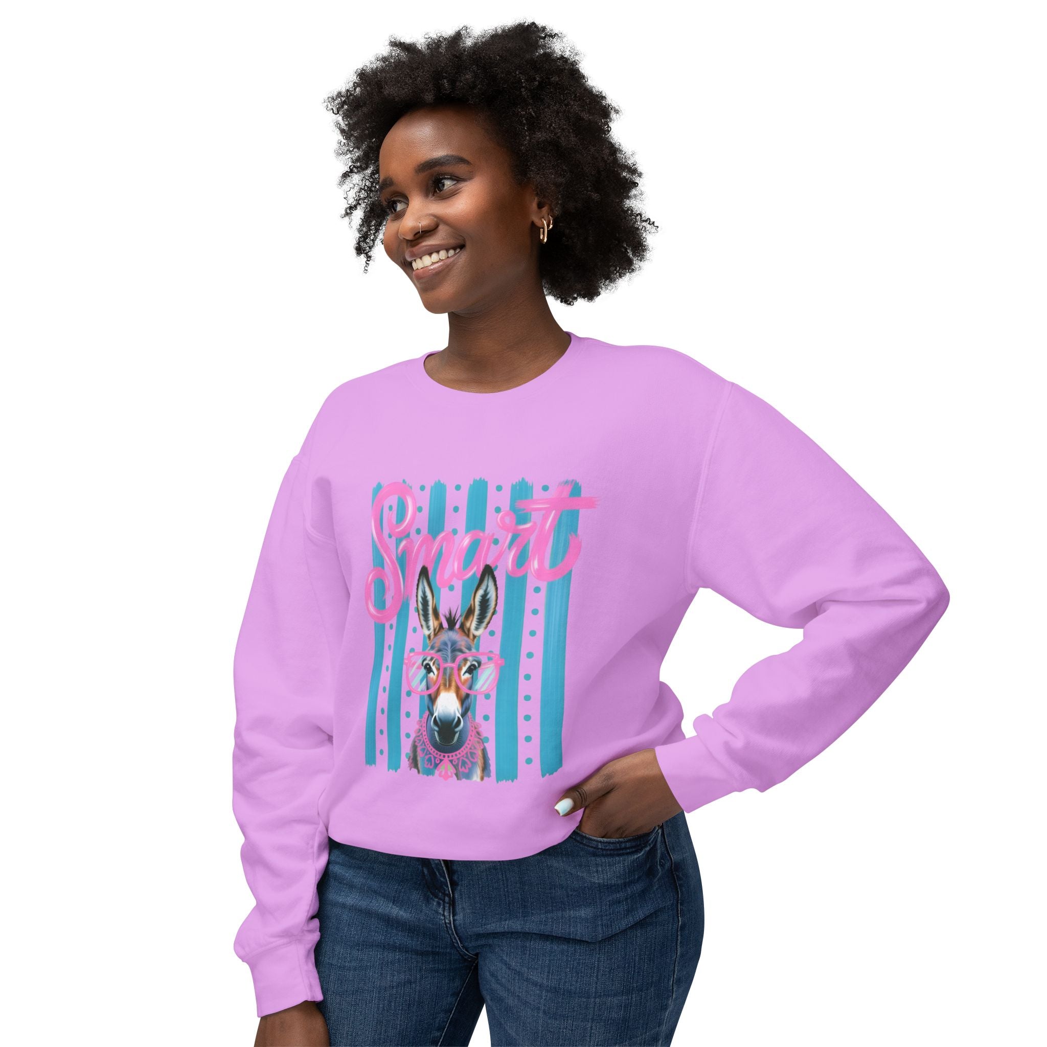 Donkey Sweet Crewneck Sweatshirt — 'Sweet' Colorful Donkey Graphic