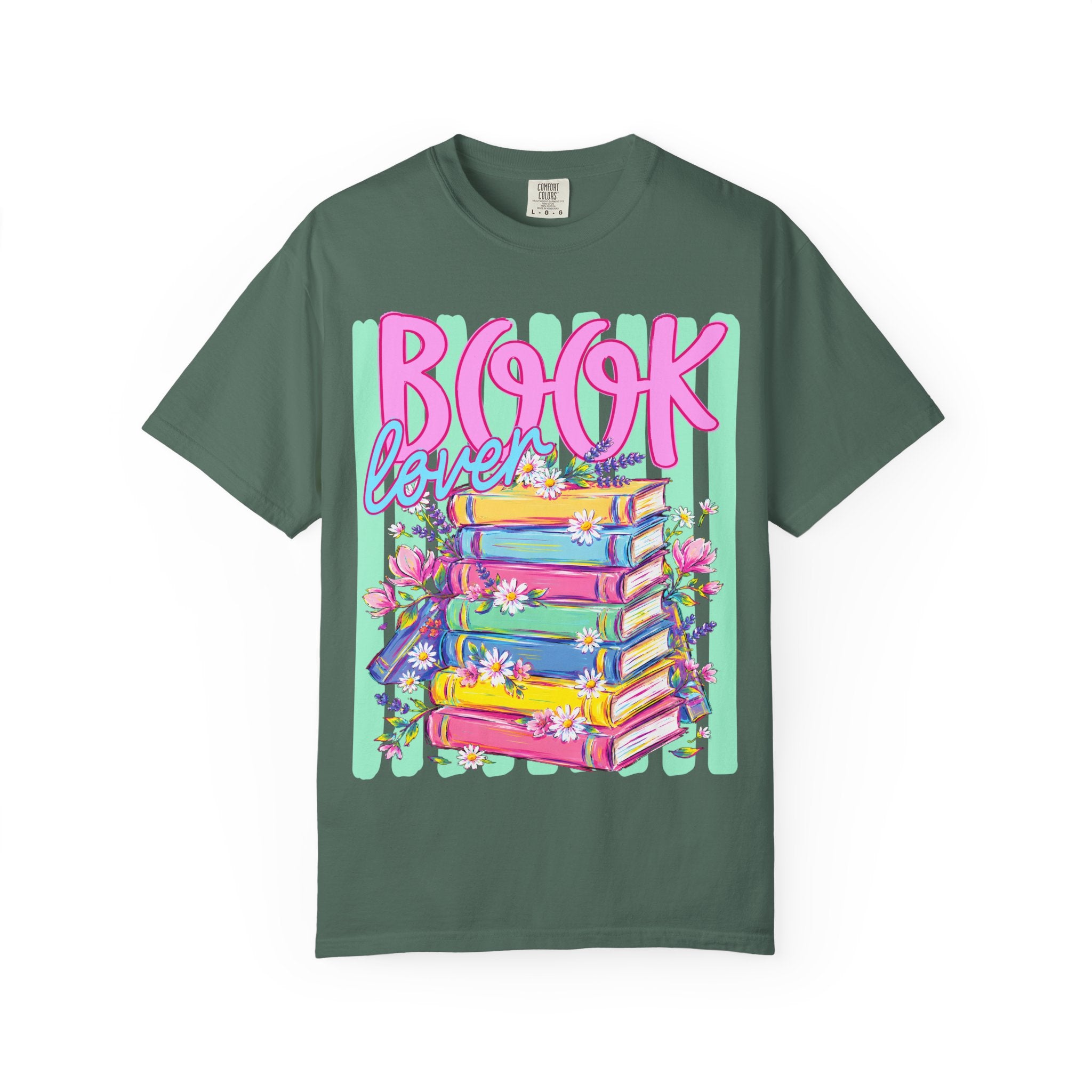 Book Lover T-Shirt — Colorful Stack of Books Graphic Tee