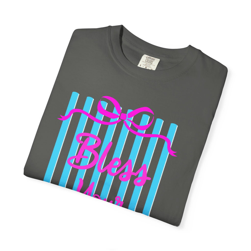 Bless Your Heart T-Shirt — Southern Phrase Graphic Tee (Pink & Blue Stripes)