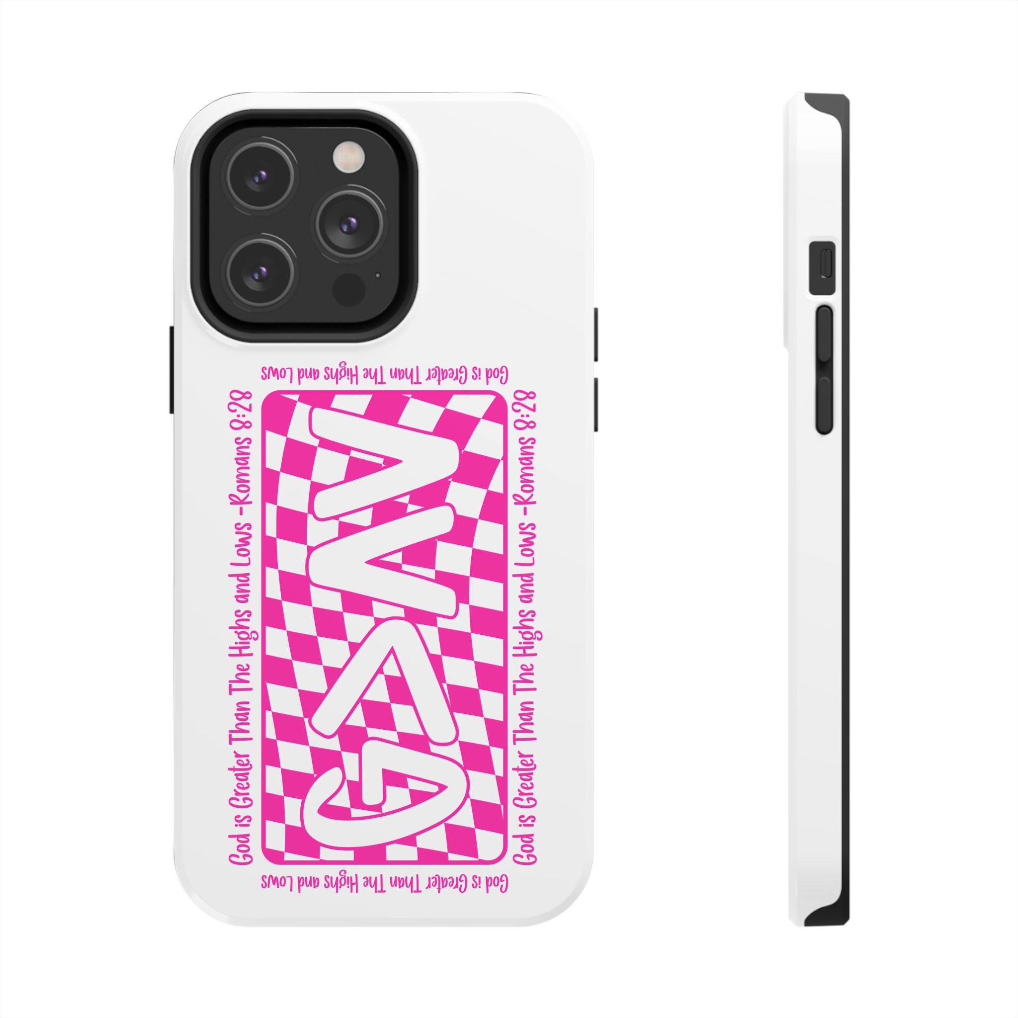 Pink Checker 'GAY' Tough Phone Case — Bold Pride Protective Cover