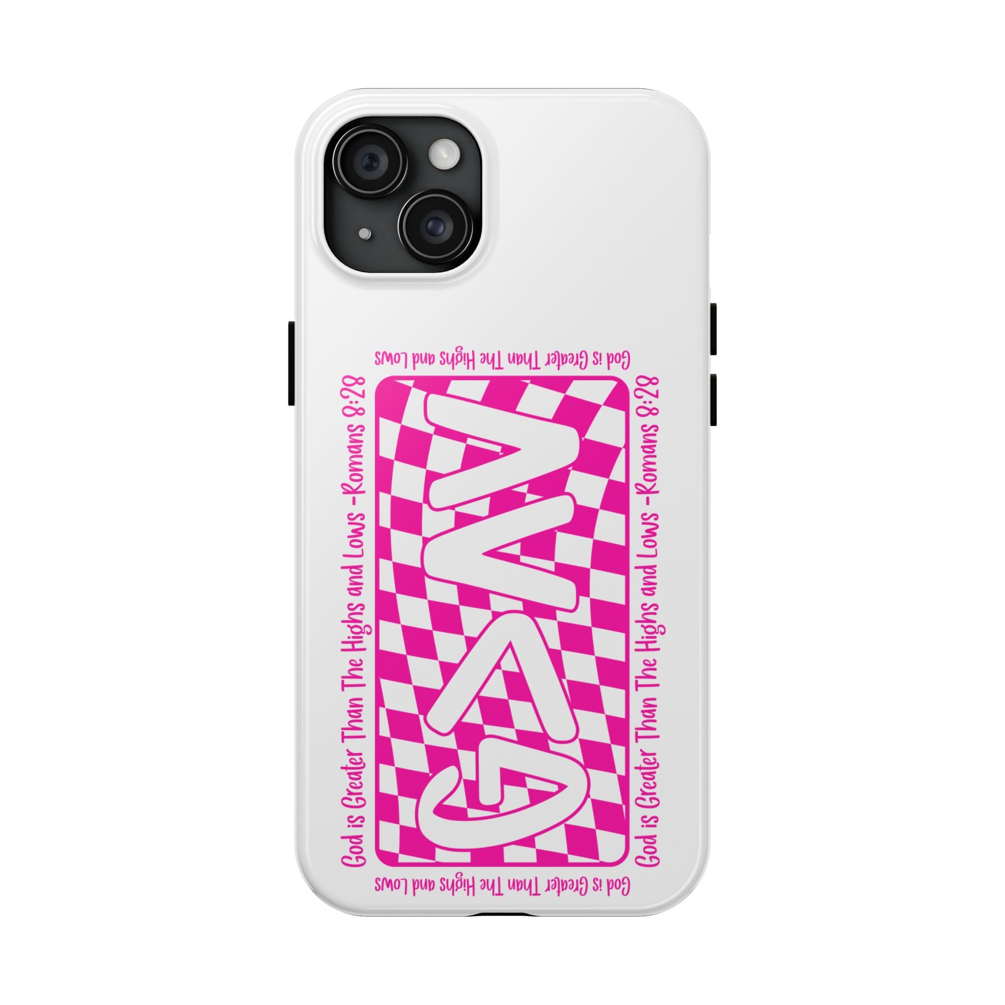 Pink Checker 'GAY' Tough Phone Case — Bold Pride Protective Cover