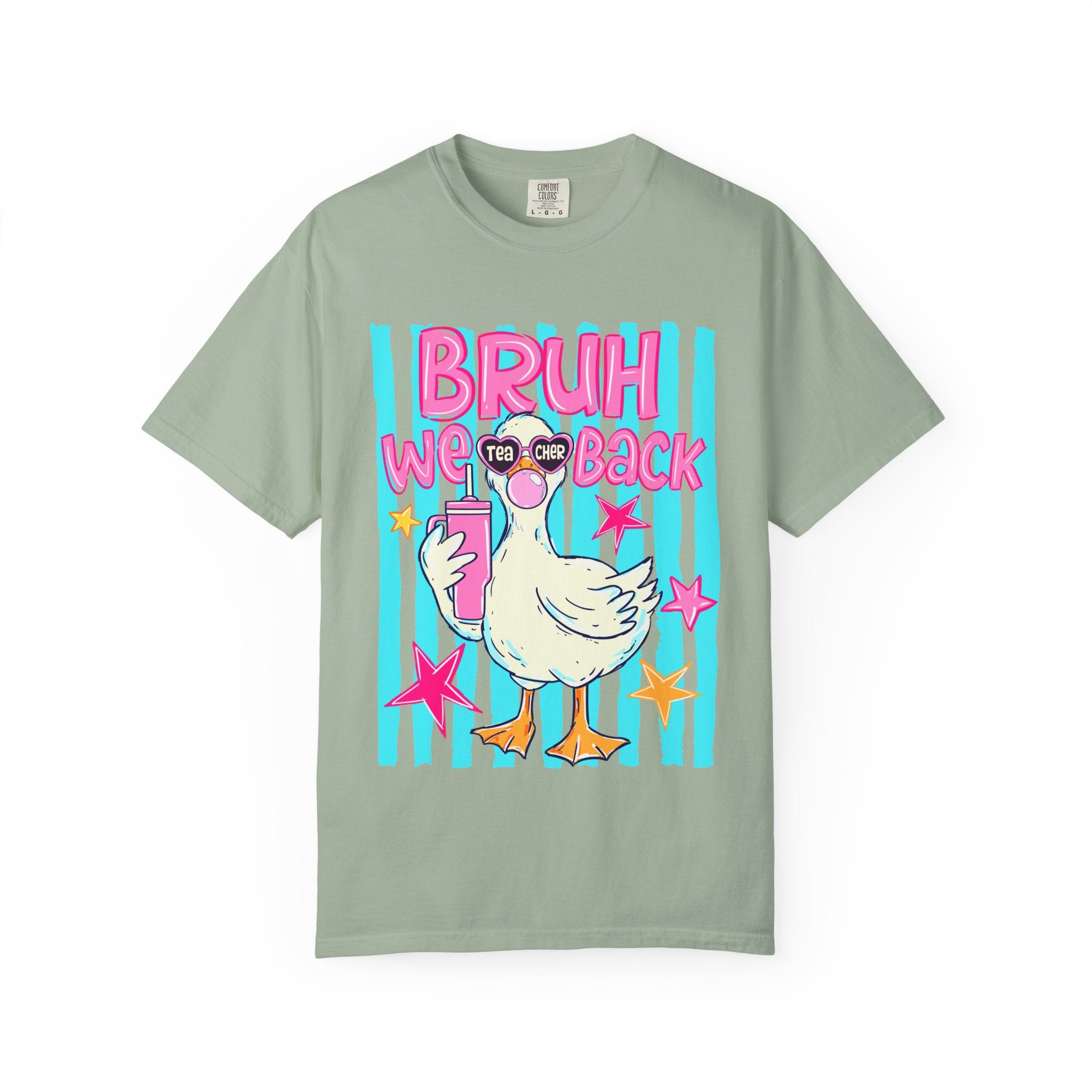 T‑Shirt — 'Bruh We Back' Duck Graphic Tee (Retro Pastel Streetwear)
