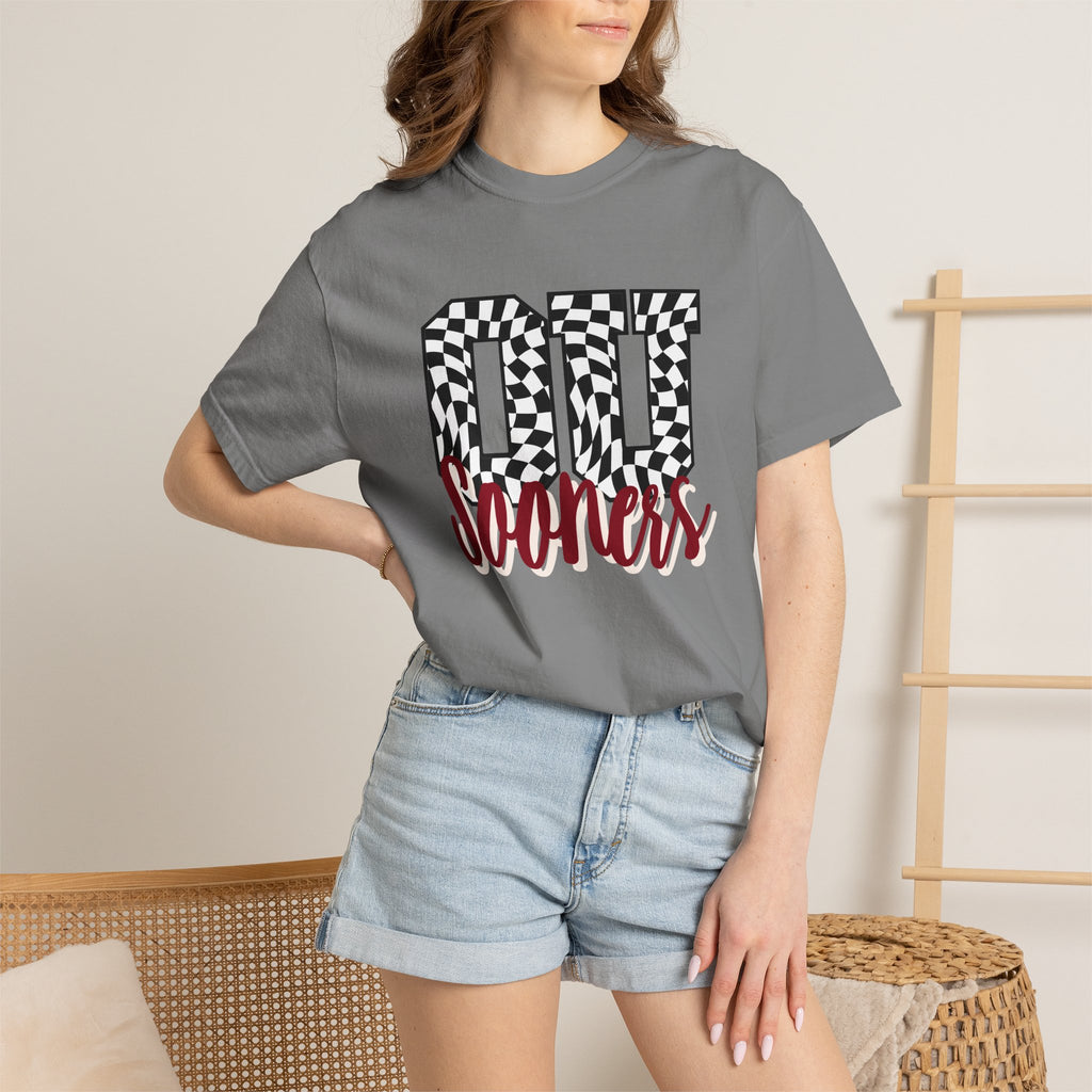 Sooners Checkerboard Tee — '00 Sooners' Vintage Game-Day T-Shirt