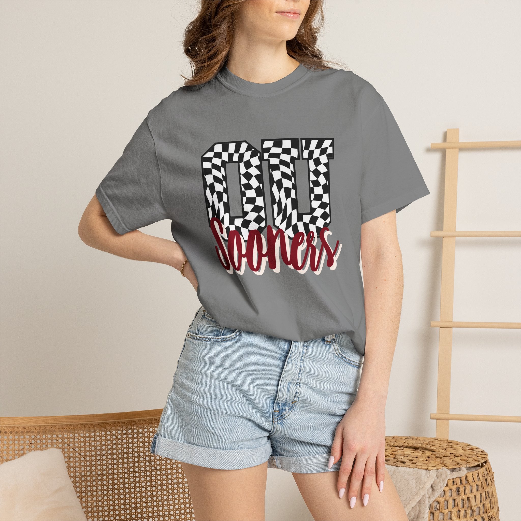 Sooners Checkerboard Tee — '00 Sooners' Vintage Game-Day T-Shirt