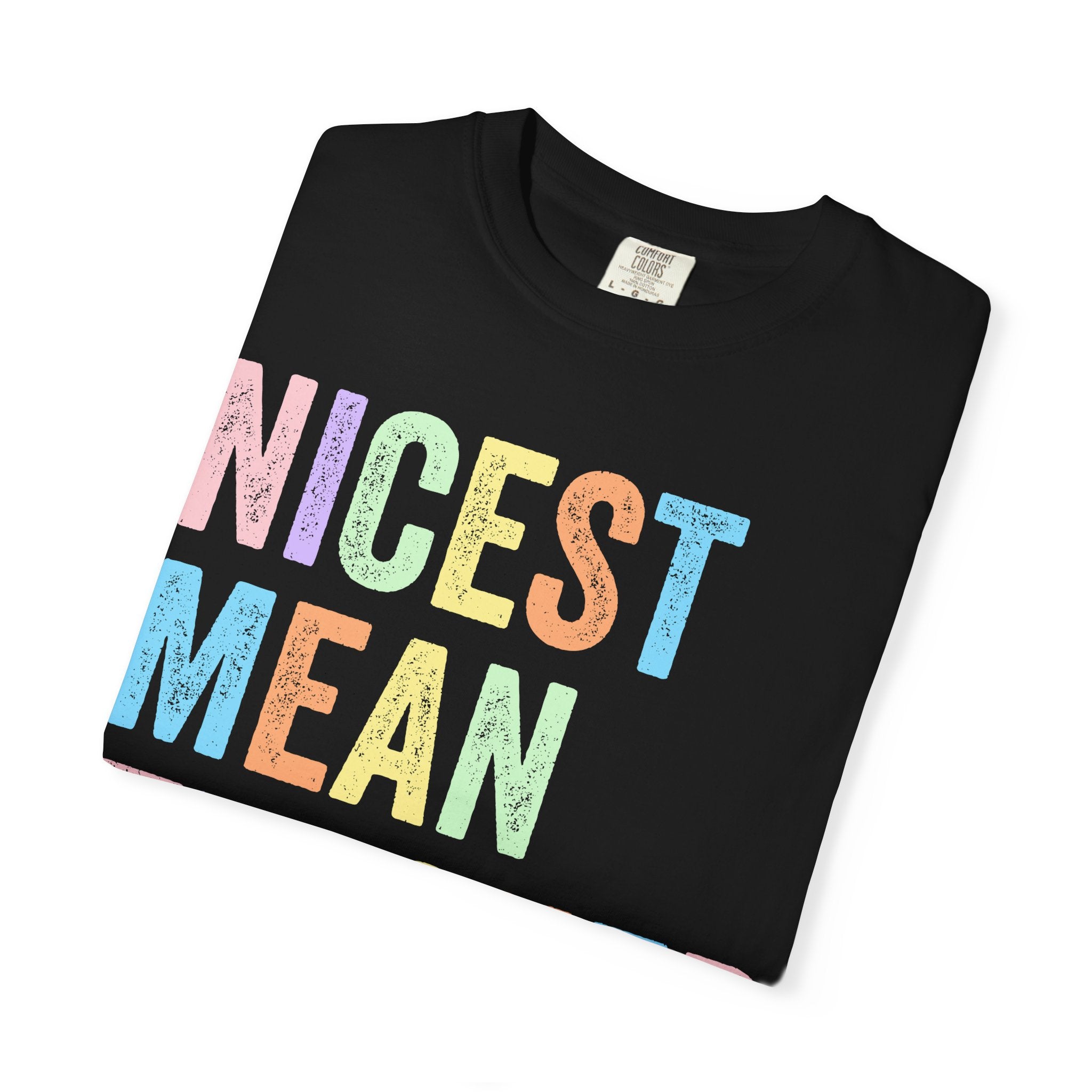 Nicest Mean Teacher Ever T-Shirt — Pastel Teacher Appreciation Tee
