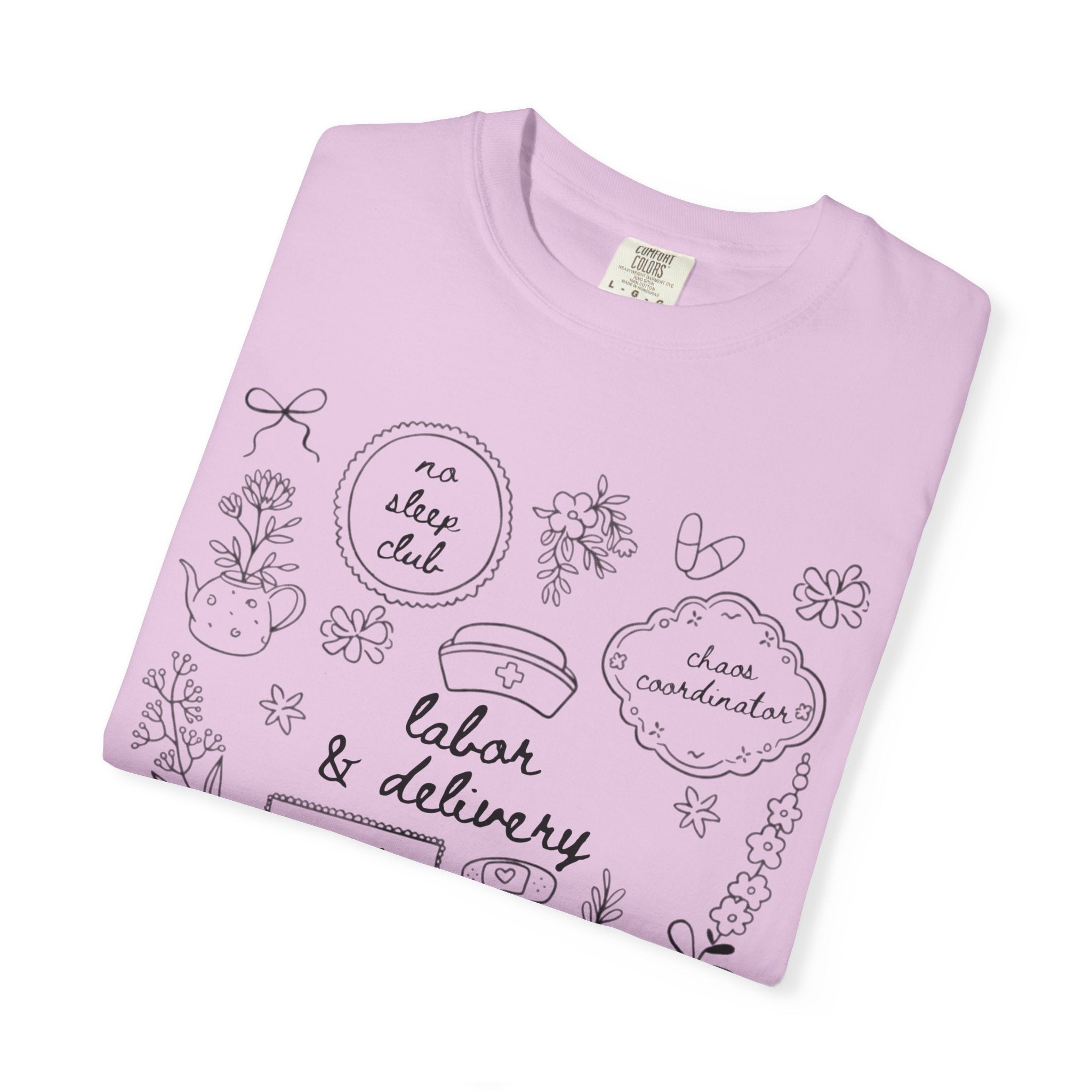 Nurse & Delivery Doodles T-Shirt — Hand-Drawn Medical Appreciation Tee