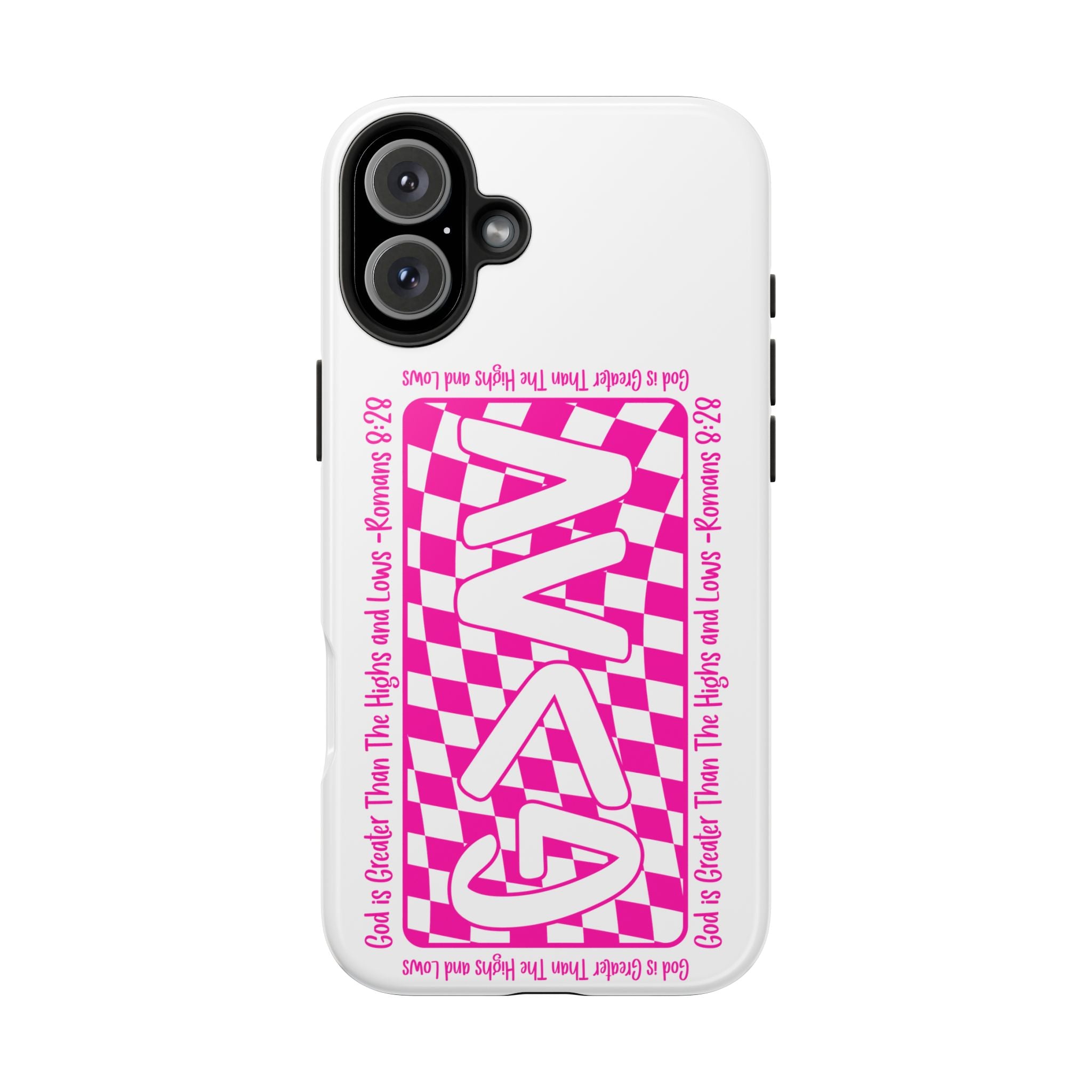 Pink Checker 'GAY' Tough Phone Case — Bold Pride Protective Cover