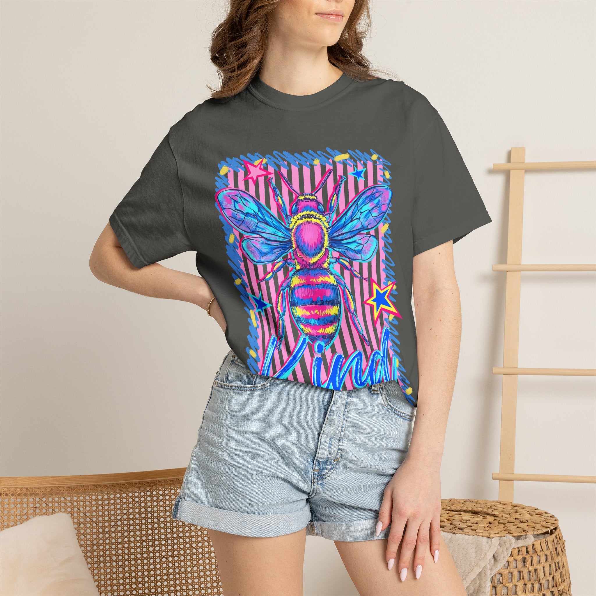 Kind Bee T-Shirt — Colorful Psychedelic Bee Graphic Tee