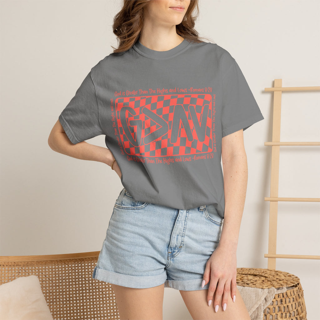 Grateful Dead Vibes Checkerboard Graphic T‑Shirt — 'G?AV' Retro Band Tee