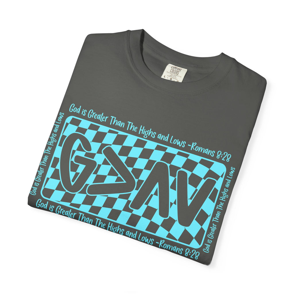 Grunge Checker 'G>AV' Graphic T-Shirt — Faith Verse Romans 9:26 Inspired Tee