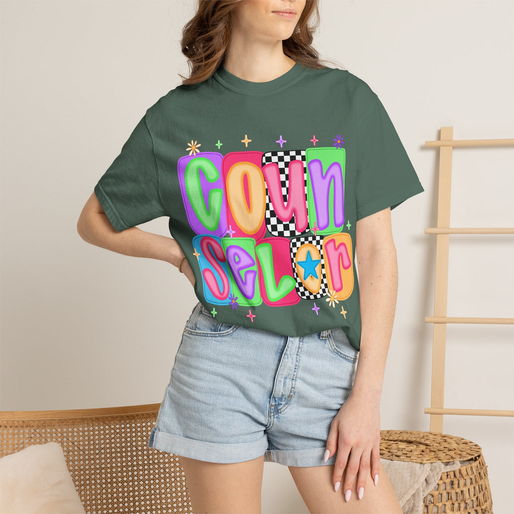 Counselor Graphic T-Shirt — Retro Colorful 'Counselor' Camp & Summer Staff Tee