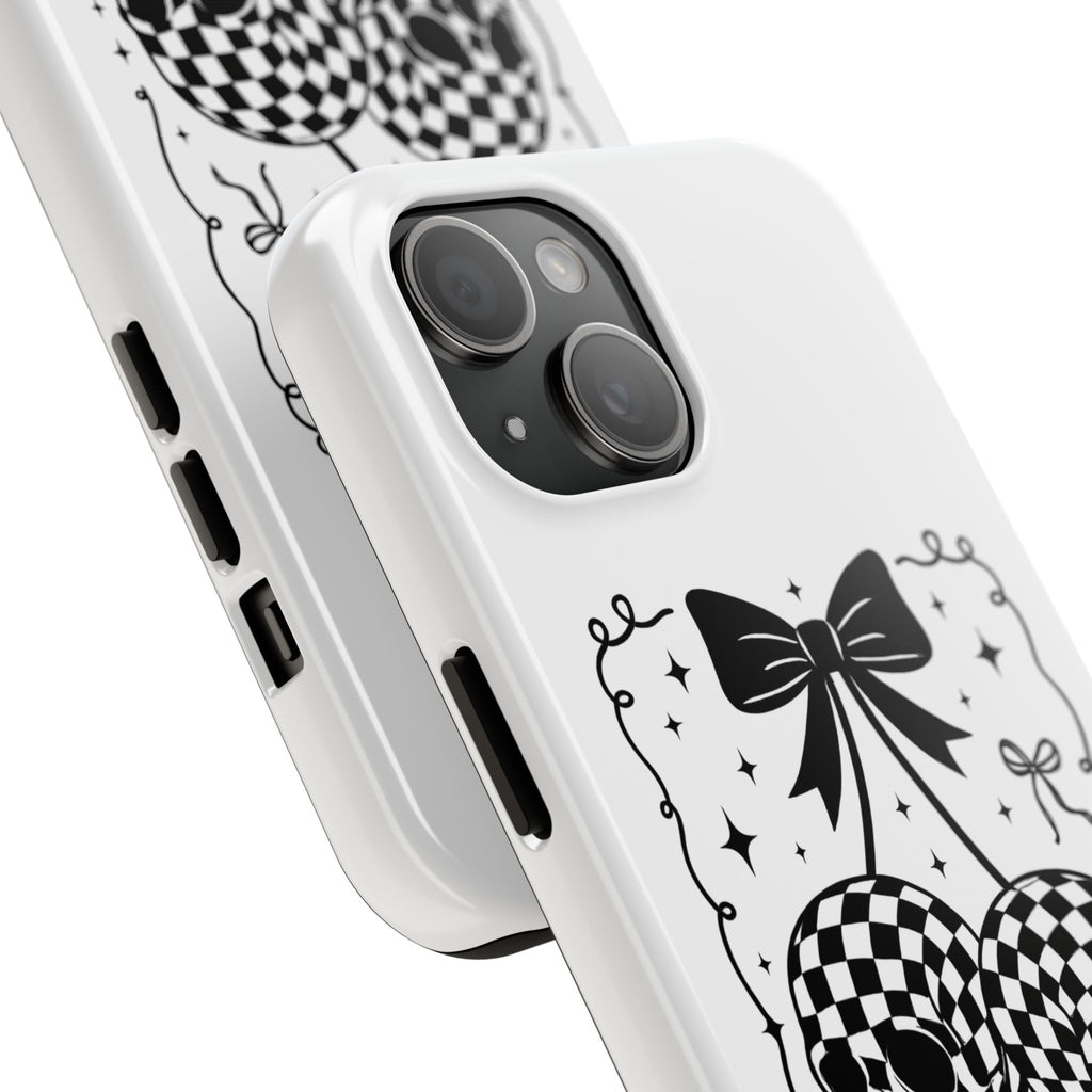 Skull Bow Phone Case - Checkerboard Gothic Tough Phone Case