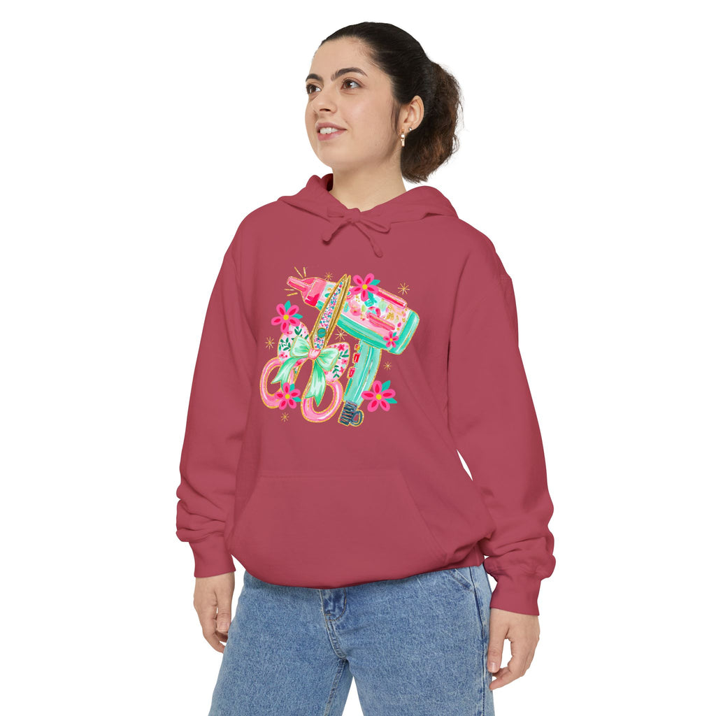 White Floral Scooter Hoodie — Retro Pink & Teal Vespa Design