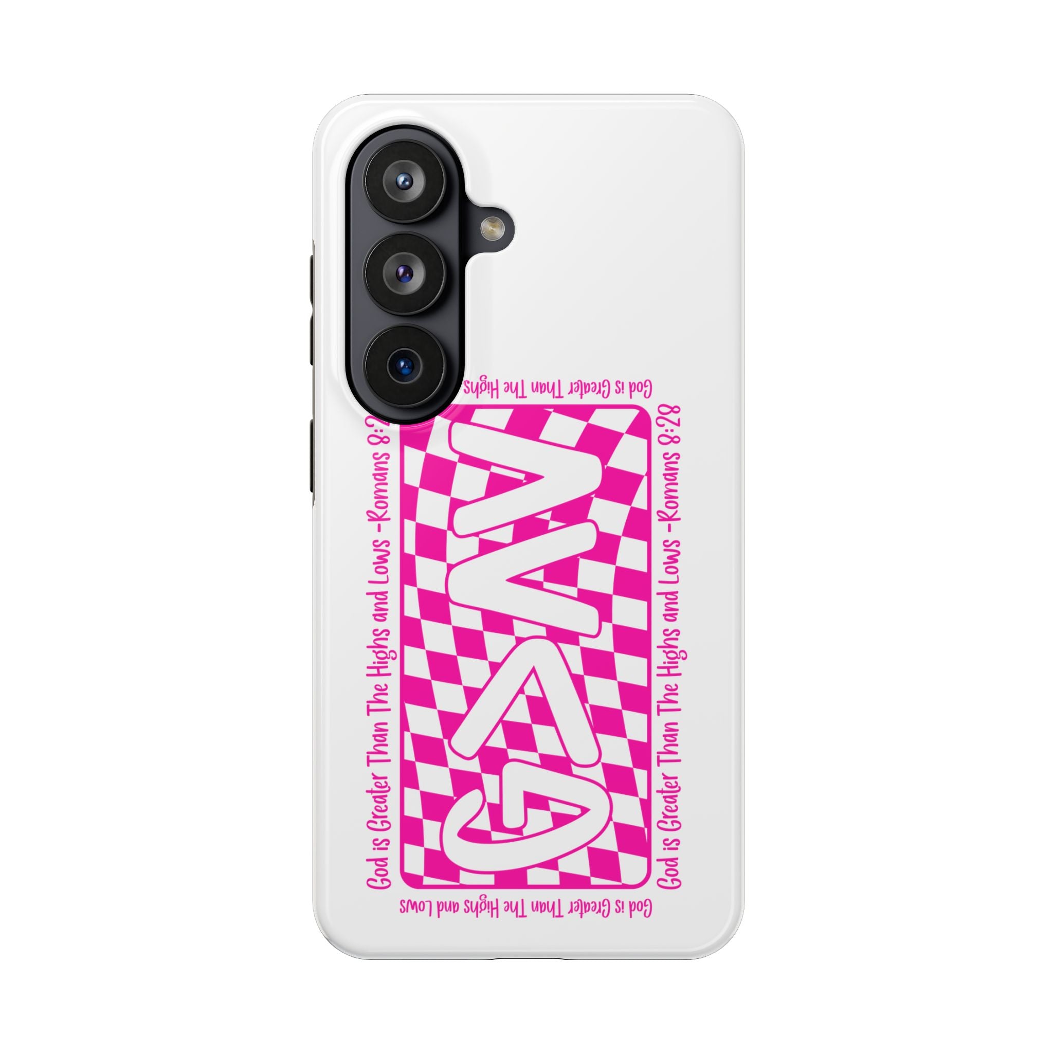 Pink Checker 'GAY' Tough Phone Case — Bold Pride Protective Cover