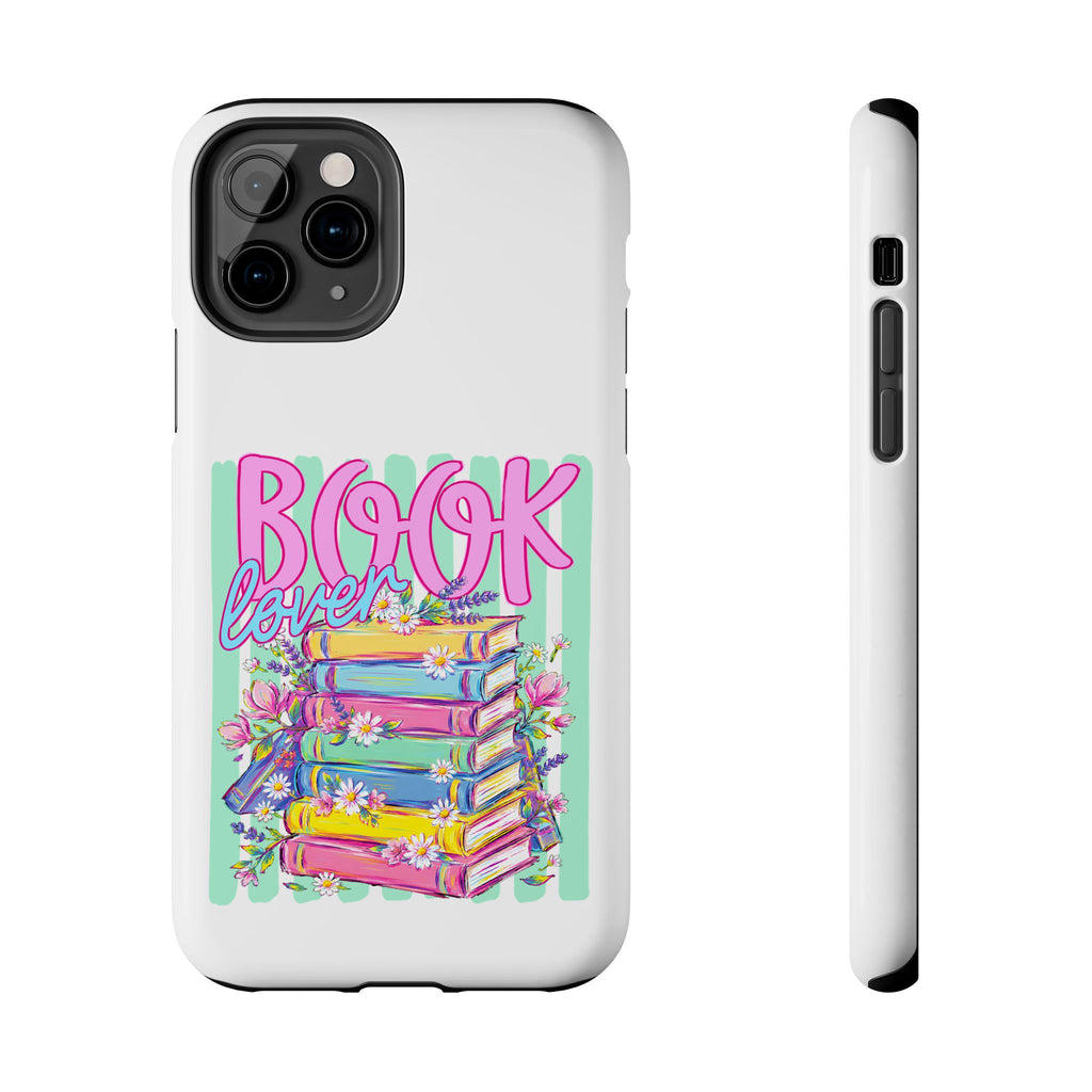 Book Lover Tough Phone Case — Colorful Stack of Books Floral Design