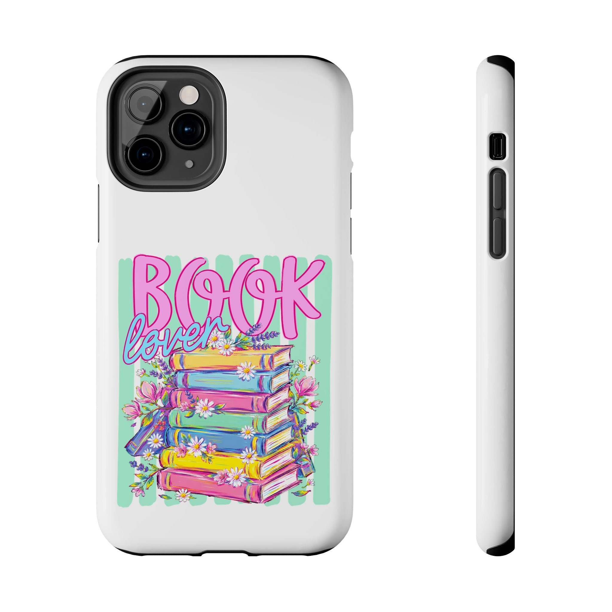 Book Lover Tough Phone Case — Colorful Stack of Books Floral Design