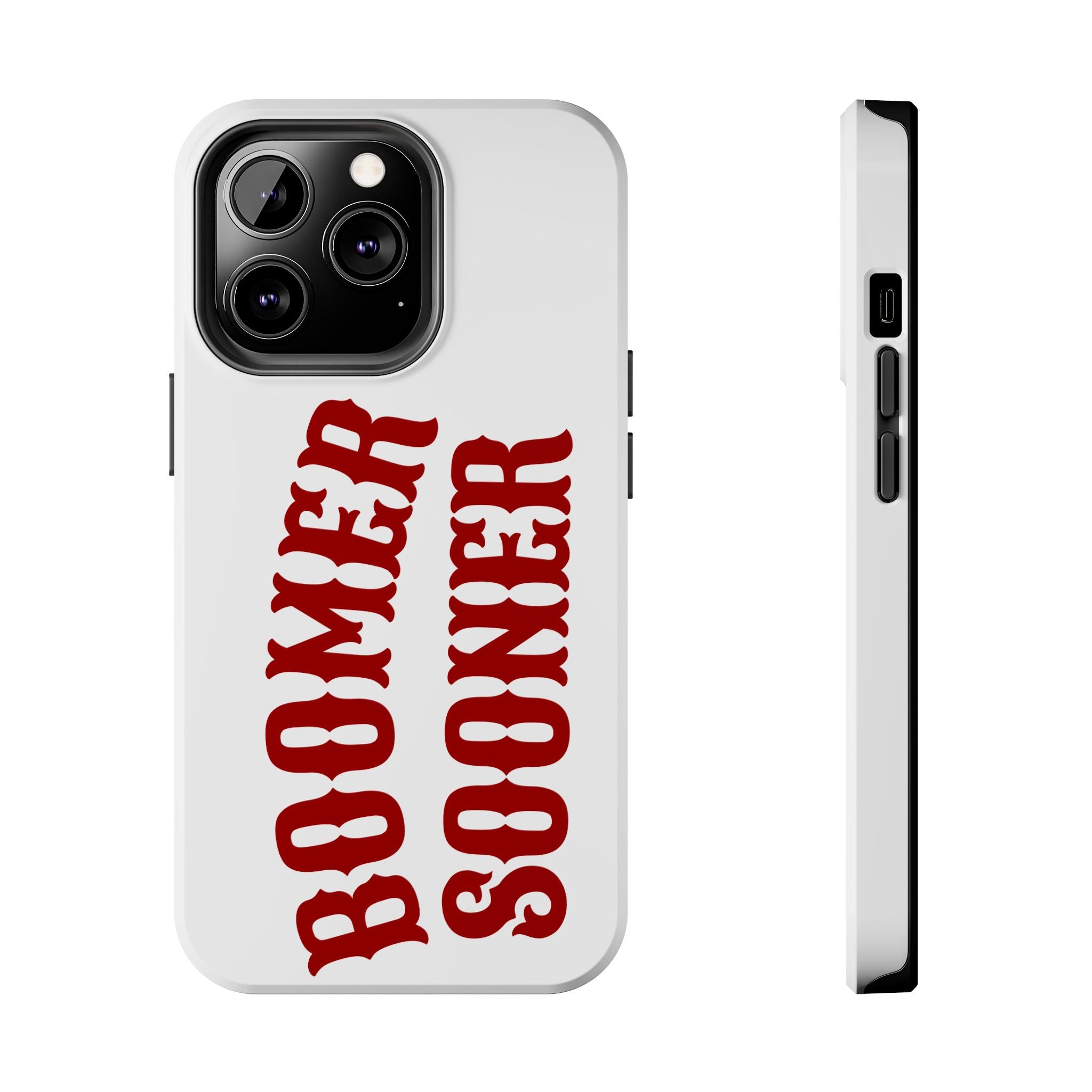 Boomer Sooner Tough Phone Case — Oklahoma Crimson Retro Text Protective Cover