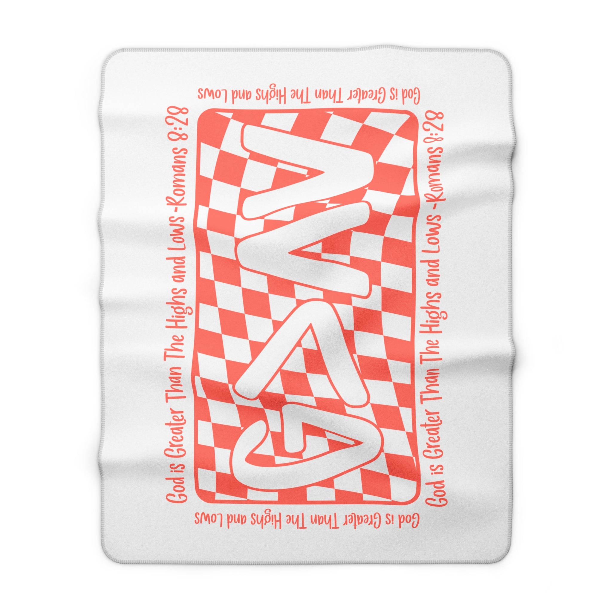 Sherpa Blanket with 'Gave' Retro Checkerboard & Romans 8:28 Scripture