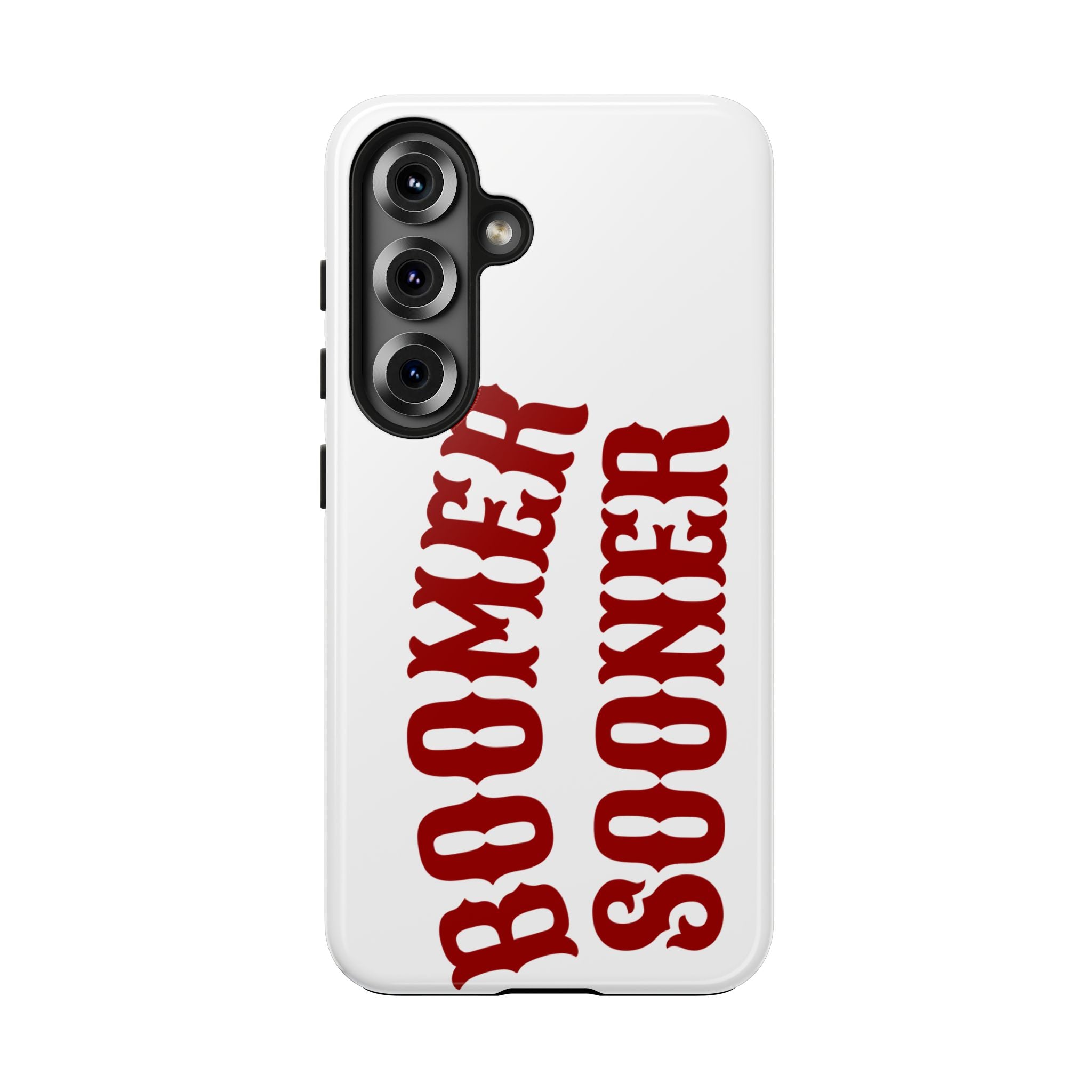 Boomer Sooner Tough Phone Case — Oklahoma Crimson Retro Text Protective Cover