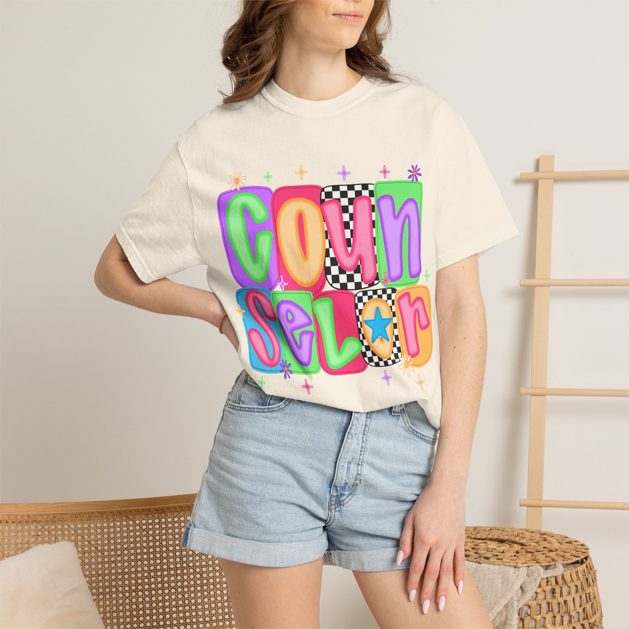 Counselor Graphic T-Shirt — Retro Colorful 'Counselor' Camp & Summer Staff Tee
