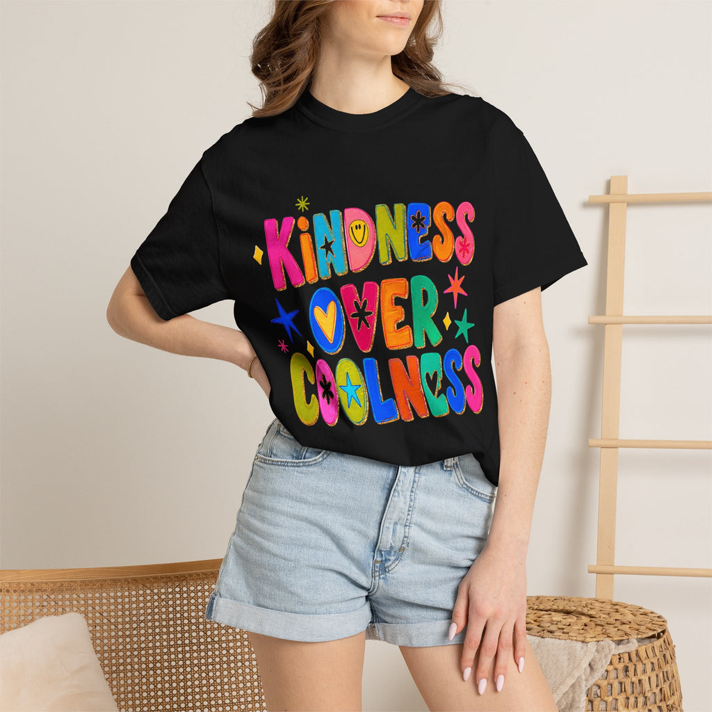 Kindness Over Coolness Graphic T-Shirt — Colorful Positive Message Tee