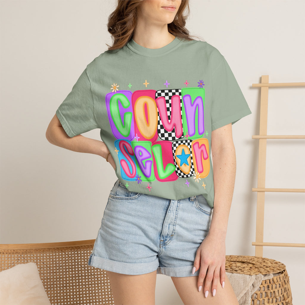 Counselor Graphic T-Shirt — Retro Colorful 'Counselor' Camp & Summer Staff Tee