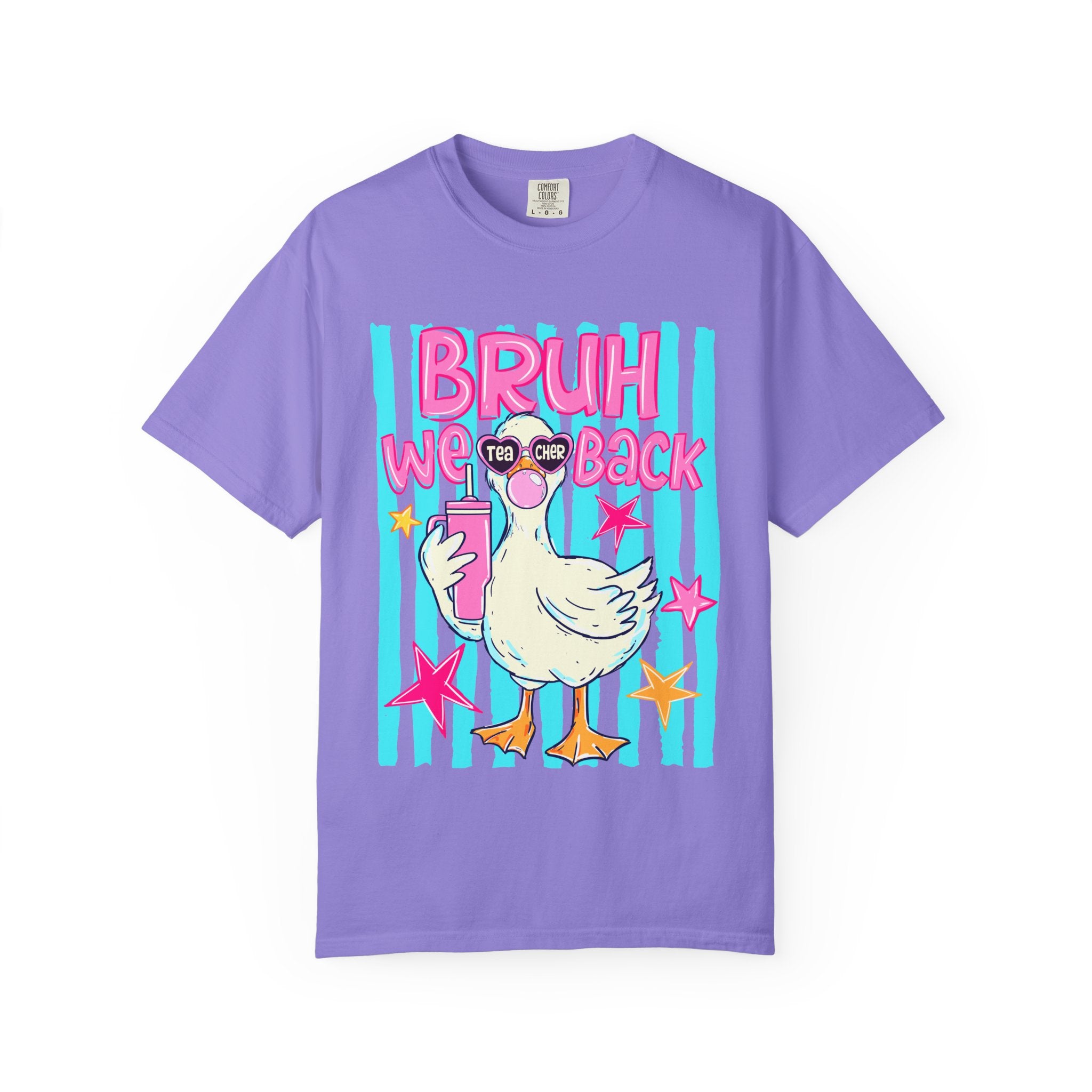 T‑Shirt — 'Bruh We Back' Duck Graphic Tee (Retro Pastel Streetwear)