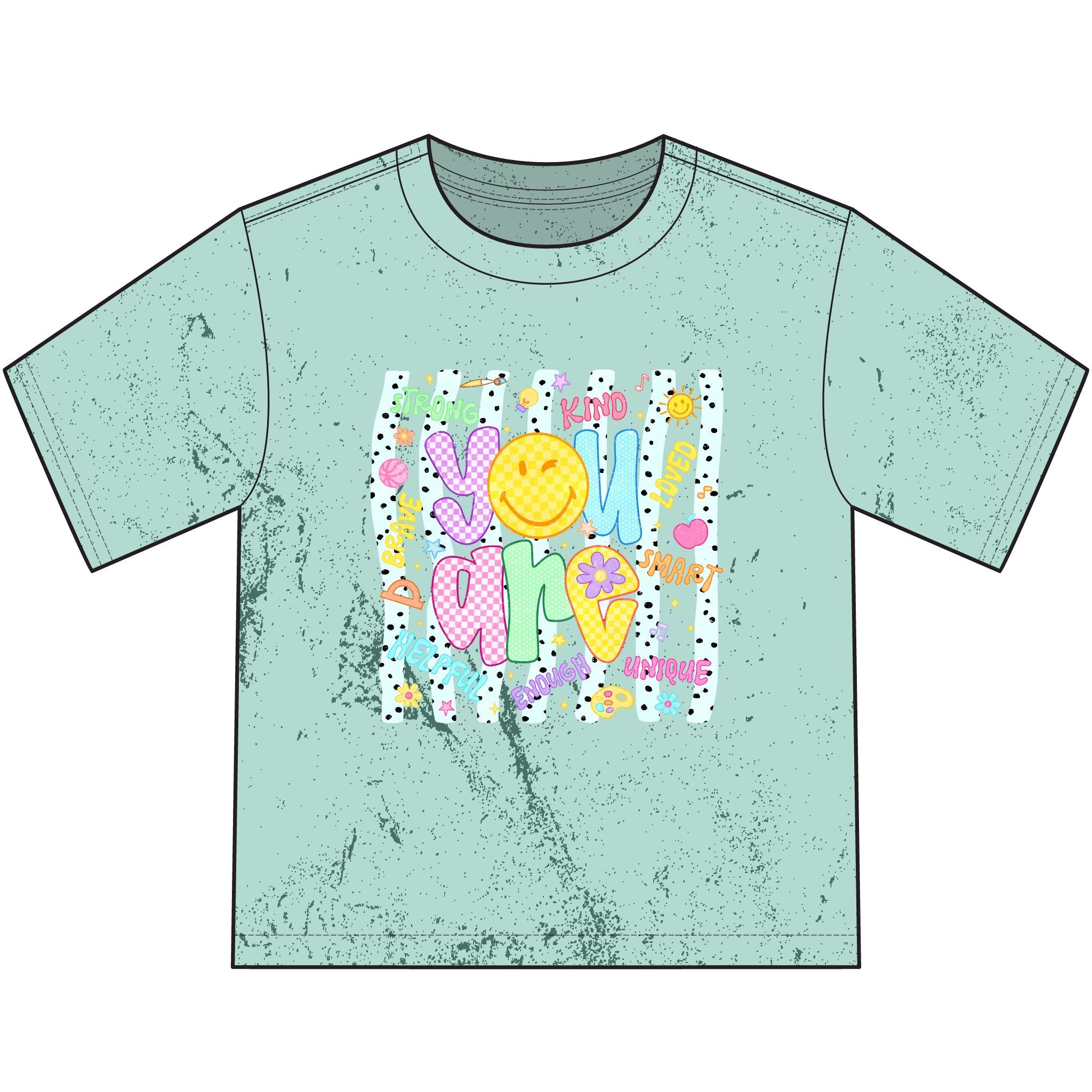 Youth T-Shirt "Be Kind" Color Blast Graphic Tee – Retro Smile & Flowers