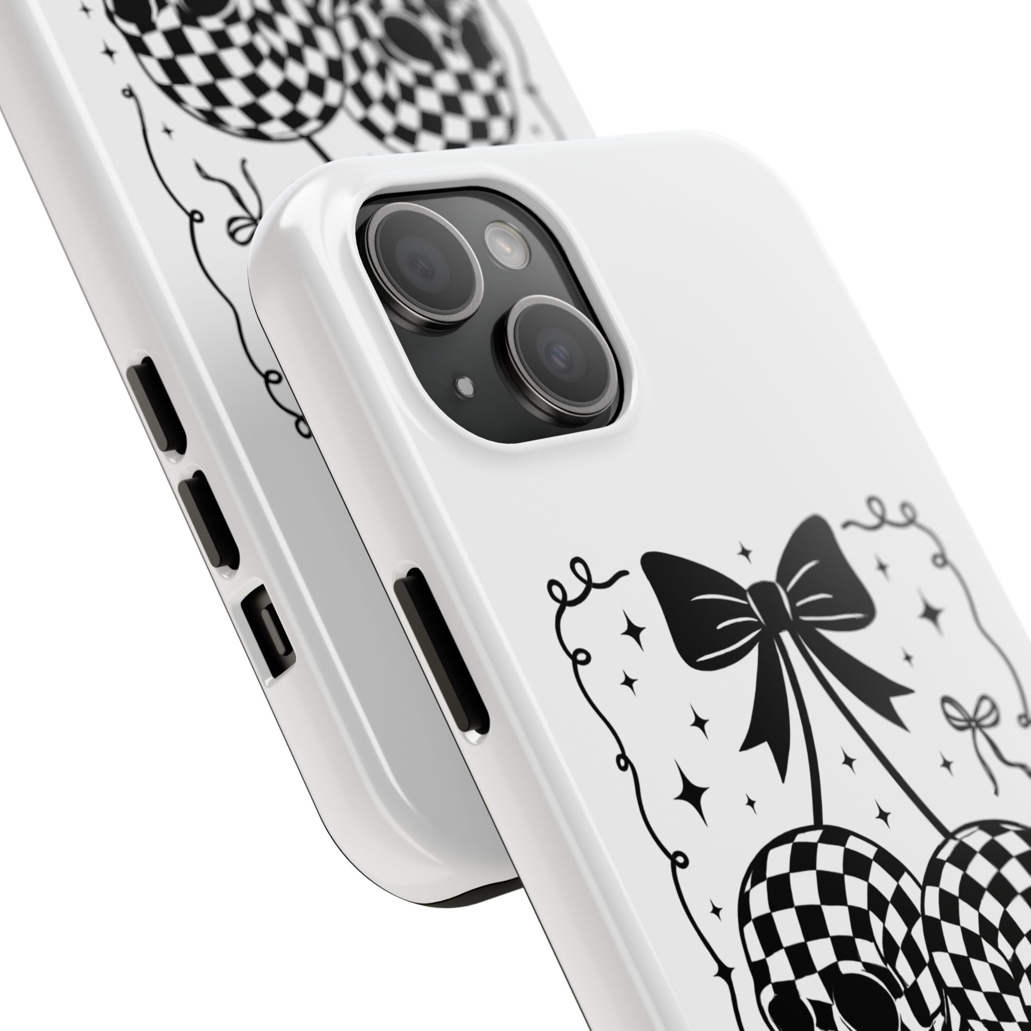 Skull Bow Phone Case - Checkerboard Gothic Tough Phone Case