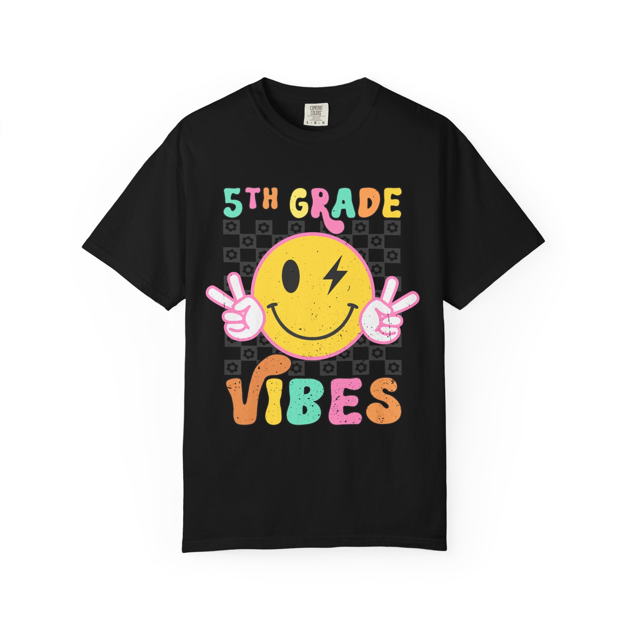 5th Grade Vibes T-Shirt — Retro Smiley Peace School Tee