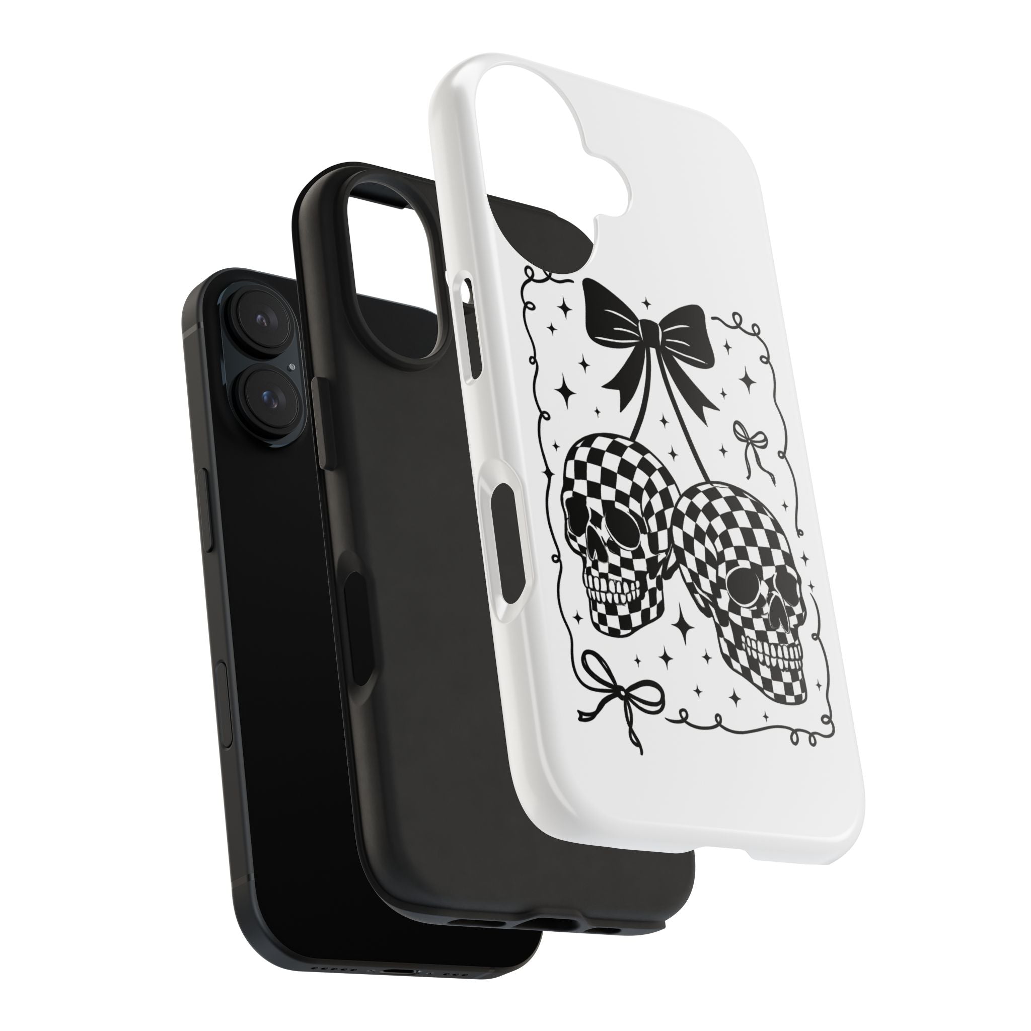 Skull Bow Phone Case - Checkerboard Gothic Tough Phone Case