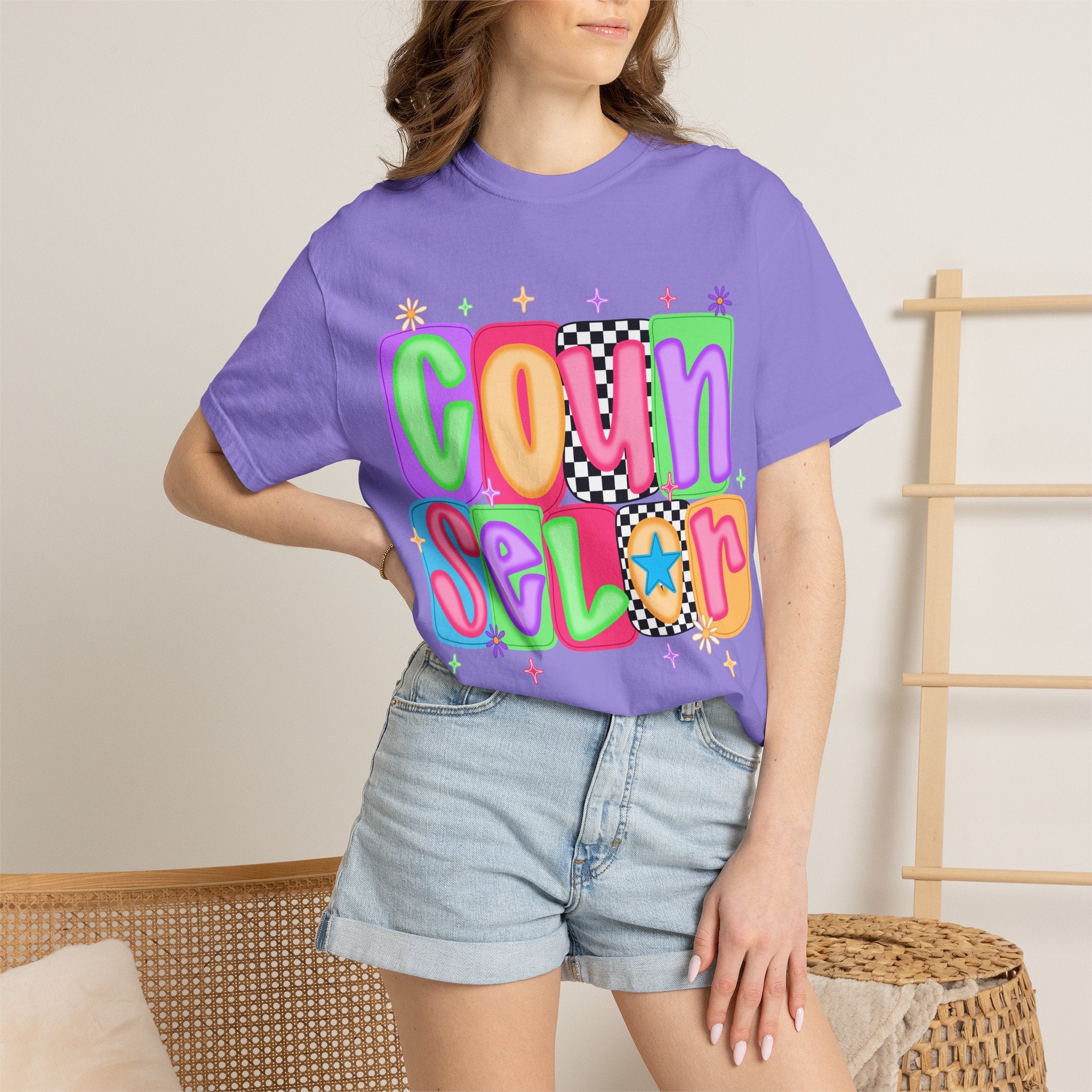 Counselor Graphic T-Shirt — Retro Colorful 'Counselor' Camp & Summer Staff Tee