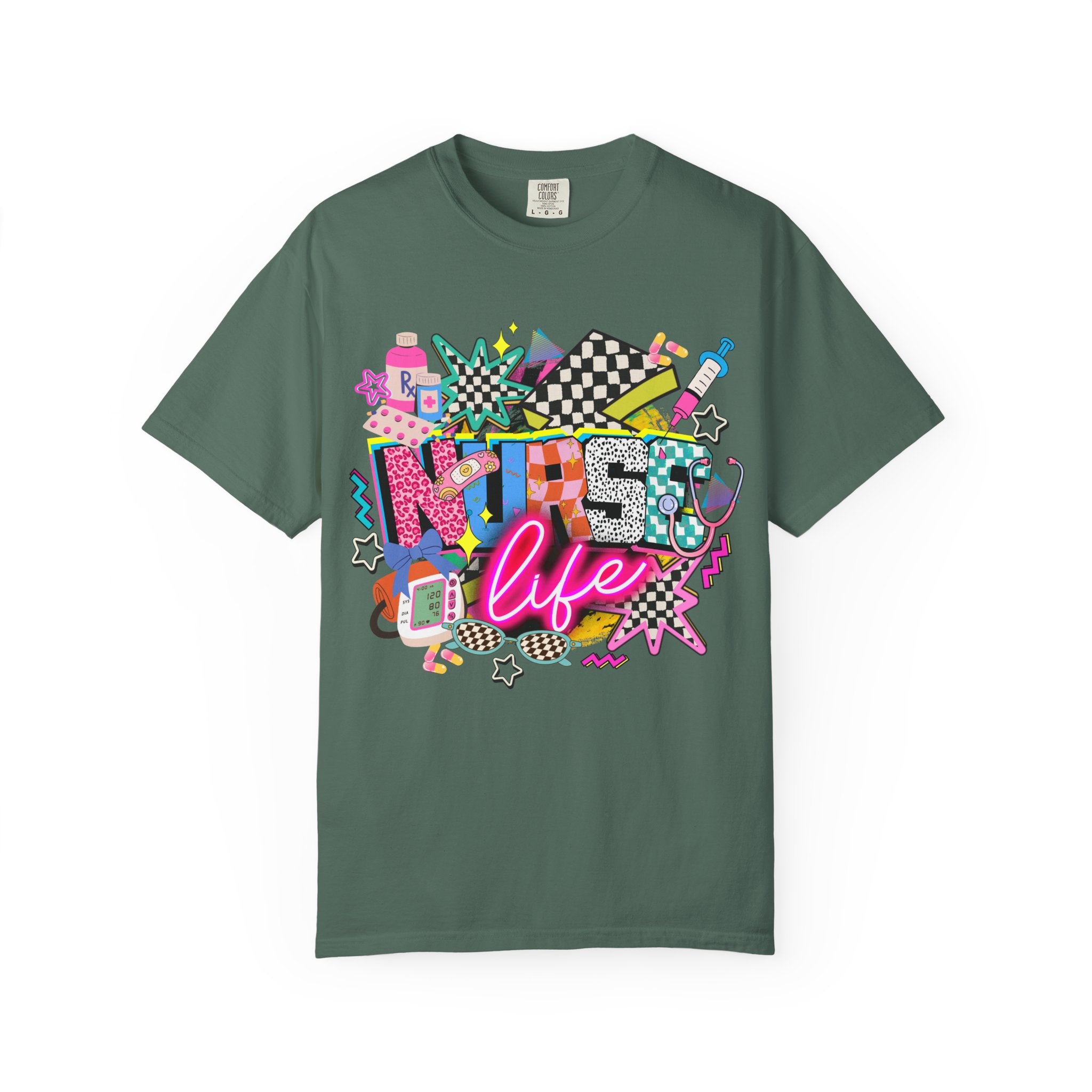 Unisex Graphic T-Shirt — "Nurse for Life" Retro Neon Pop Art Tee