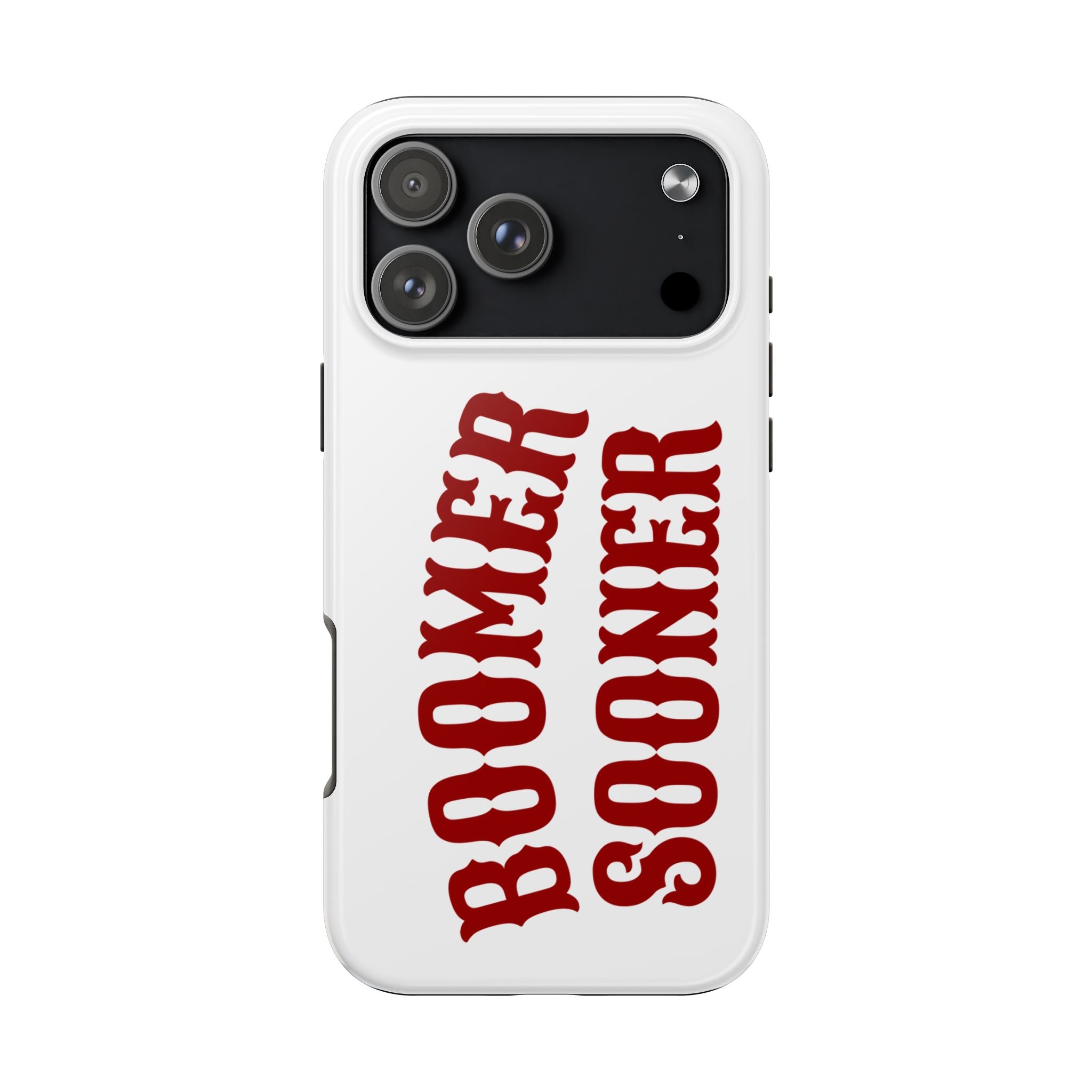 Boomer Sooner Tough Phone Case — Oklahoma Crimson Retro Text Protective Cover