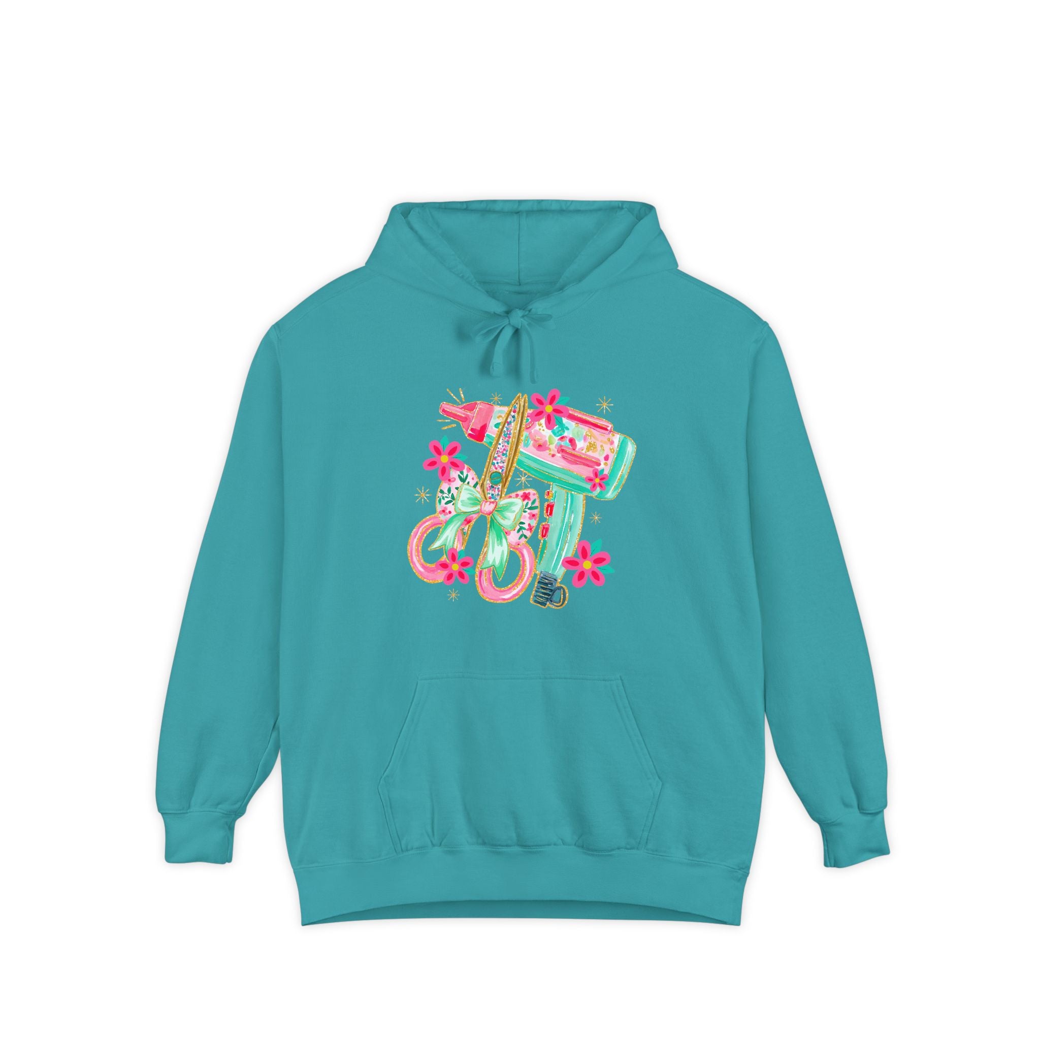 White Floral Scooter Hoodie — Retro Pink & Teal Vespa Design