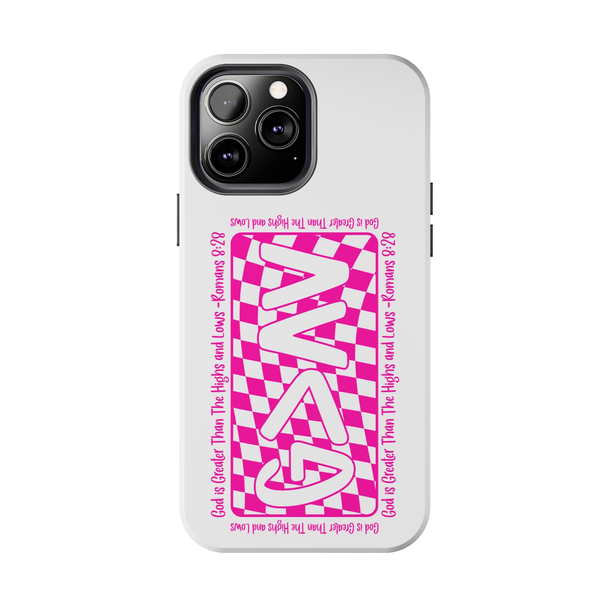 Pink Checker 'GAY' Tough Phone Case — Bold Pride Protective Cover