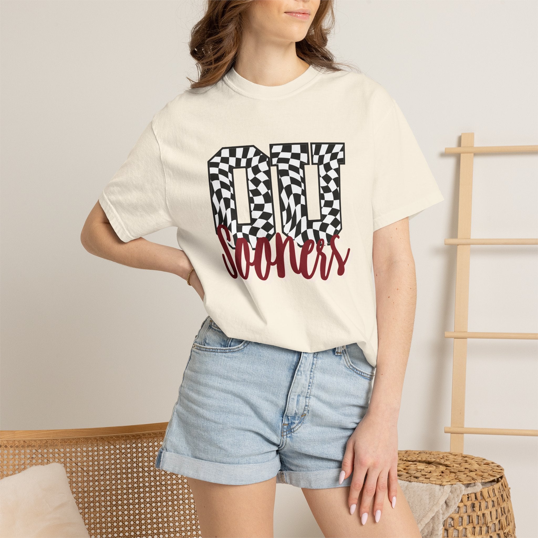Sooners Checkerboard Tee — '00 Sooners' Vintage Game-Day T-Shirt