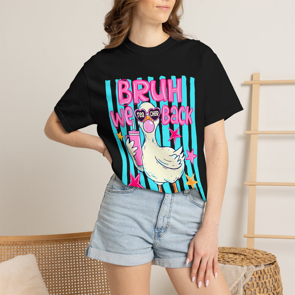 T‑Shirt — 'Bruh We Back' Duck Graphic Tee (Retro Pastel Streetwear)