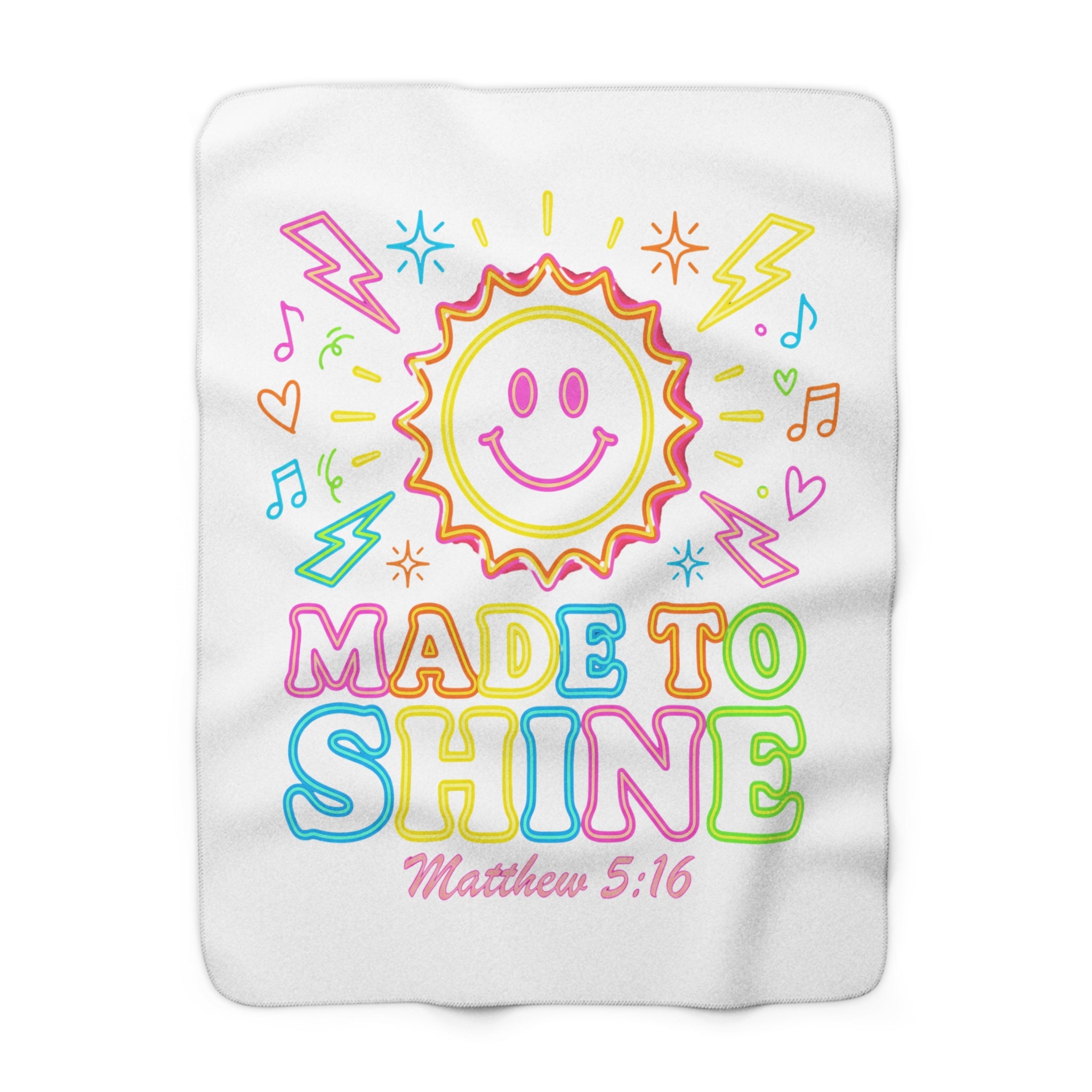 Sherpa Blanket — "Made to Shine" Christian Fleece Throw (Matthew 5:16)